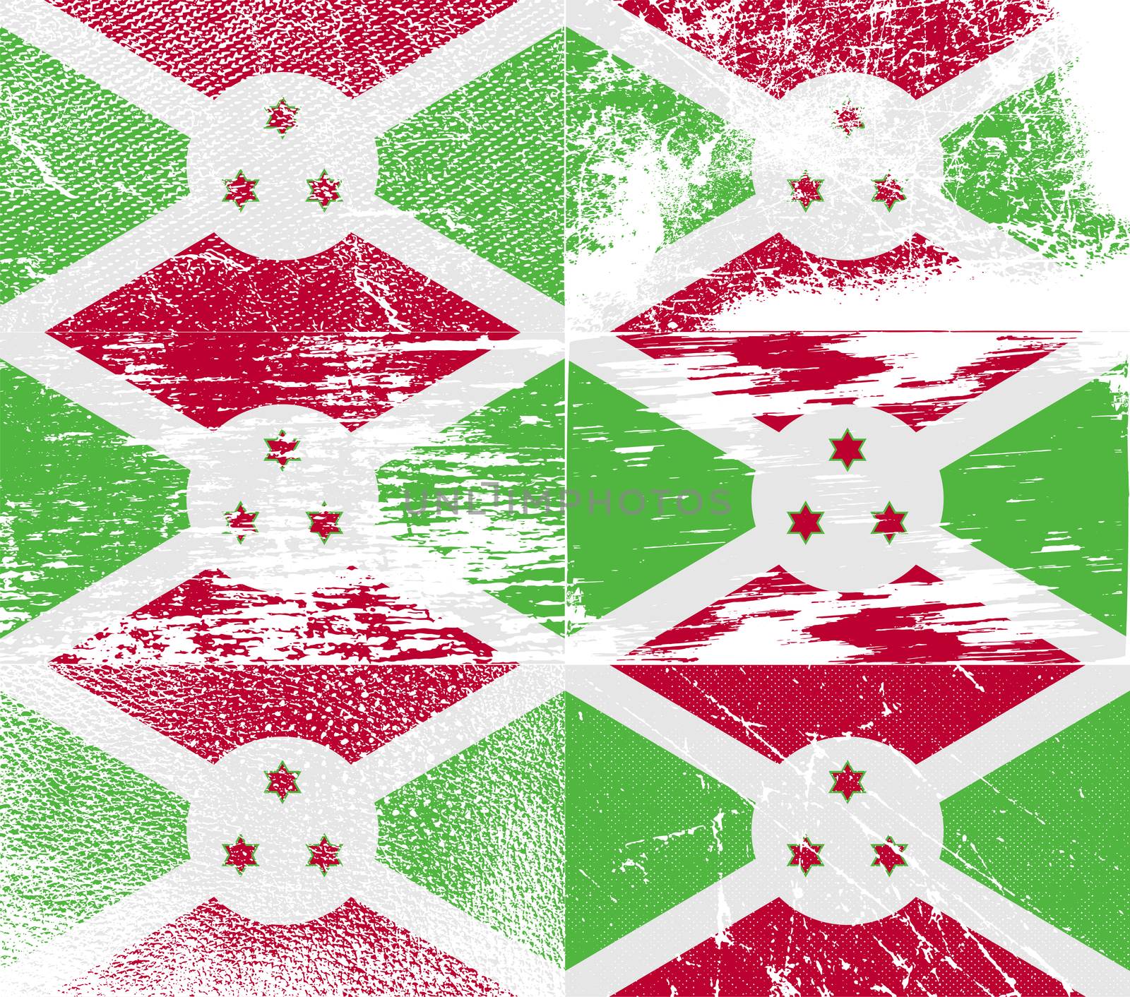 Flag of Burundi with old texture.  illustration