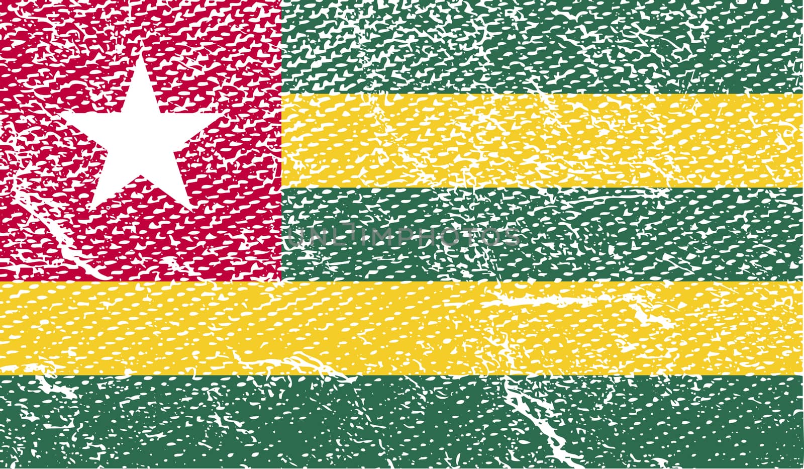 Flag of Togo with old texture.  illustration