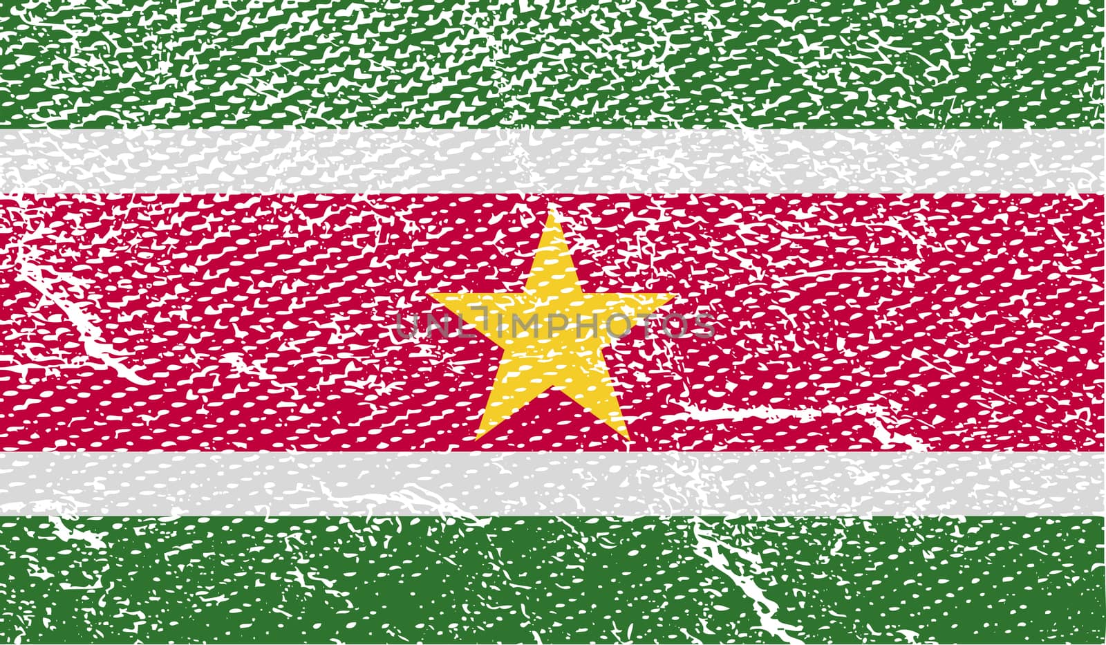 Flag of Suriname with old texture.  illustration