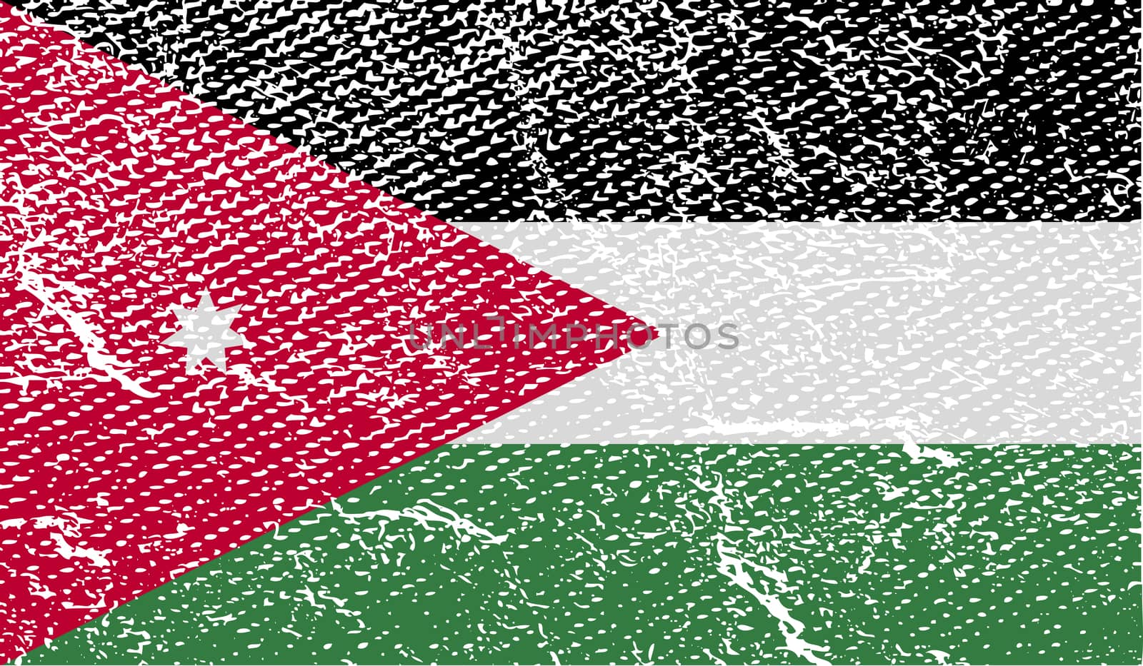 Flag of Jordan with old texture.  illustration