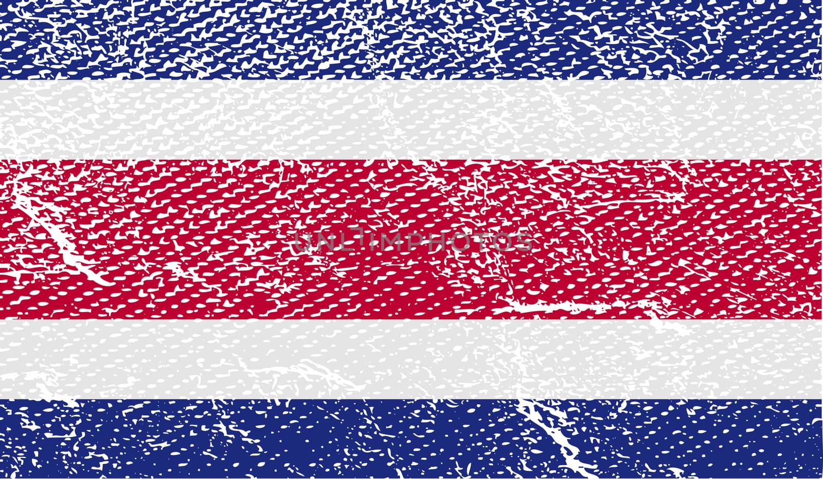 Flag of Costa Rica with old texture.  illustration