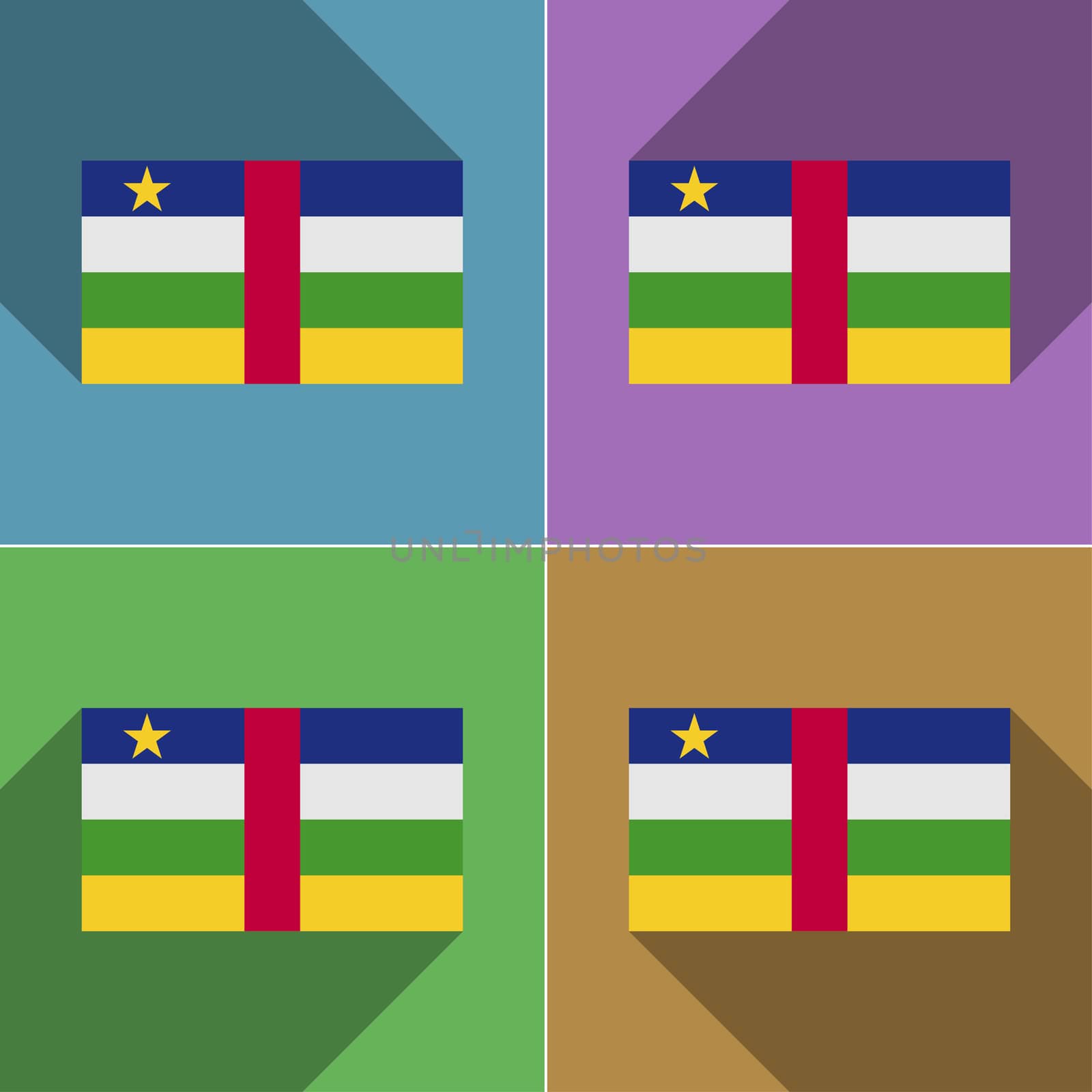 Flags Central African Republic. Set of colors flat design and long shadows.  by serhii_lohvyniuk