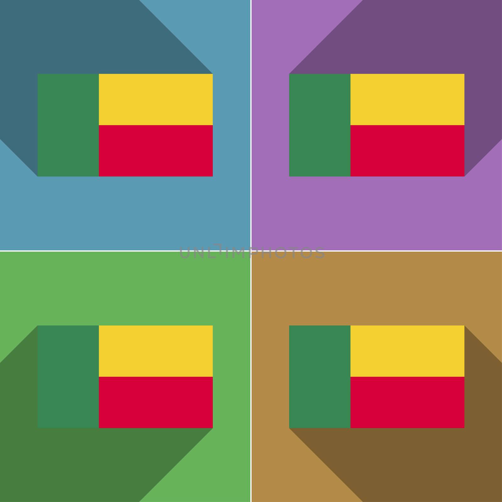 Flags Benin. Set of colors flat design and long shadows.  by serhii_lohvyniuk