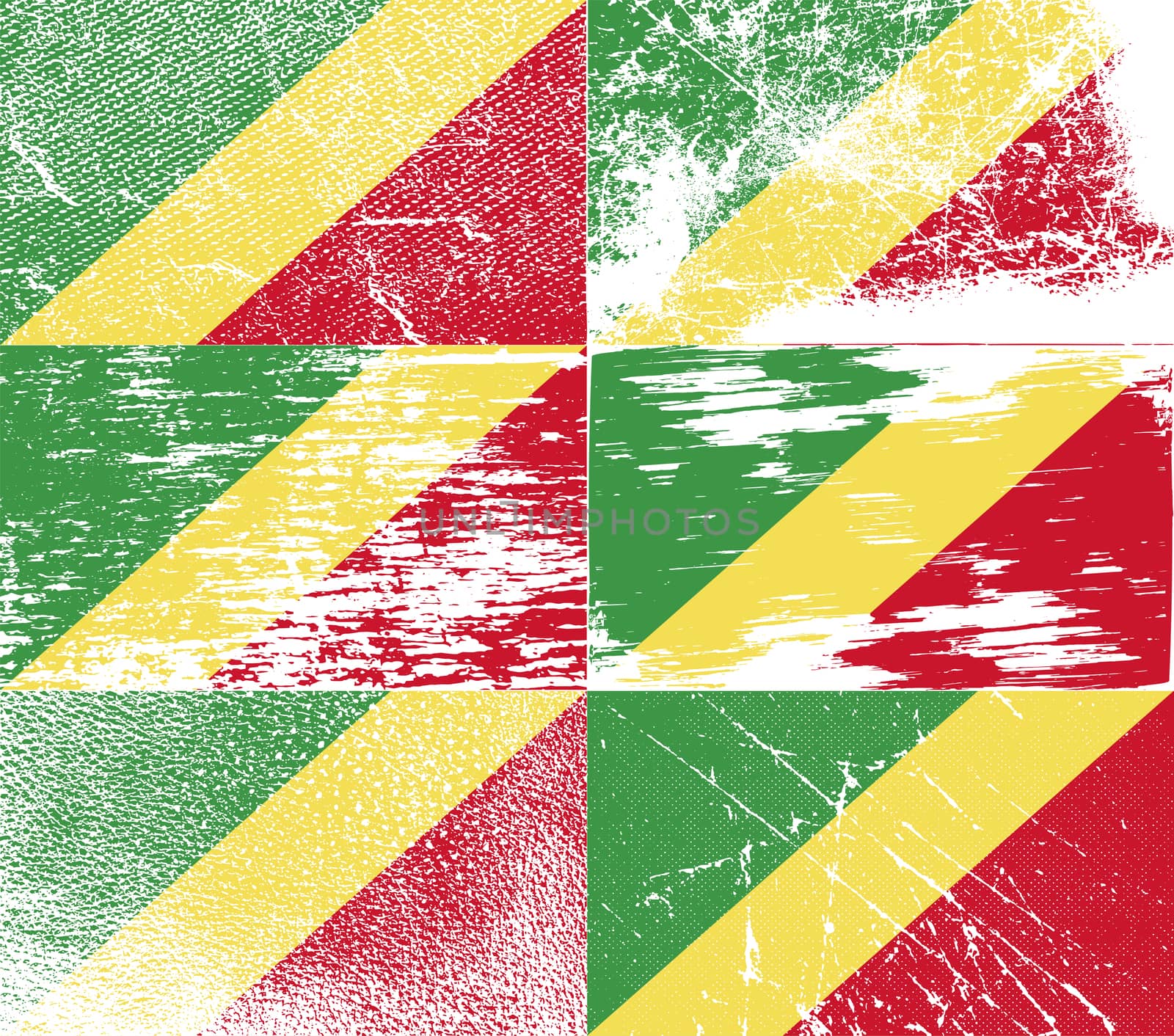 Flag of Congo Republic with old texture.  illustration