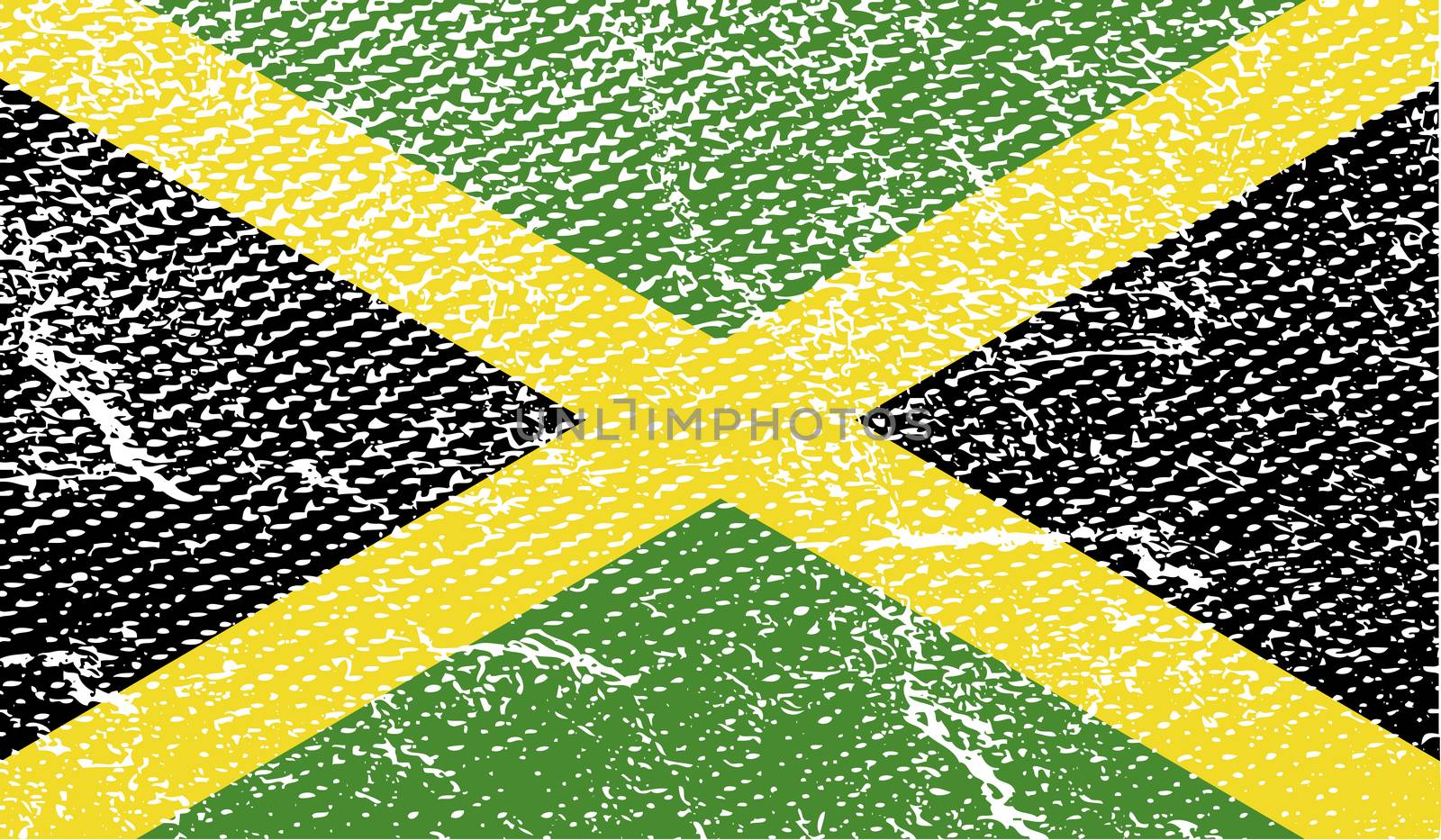 Flag of Jamaica with old texture.  illustration