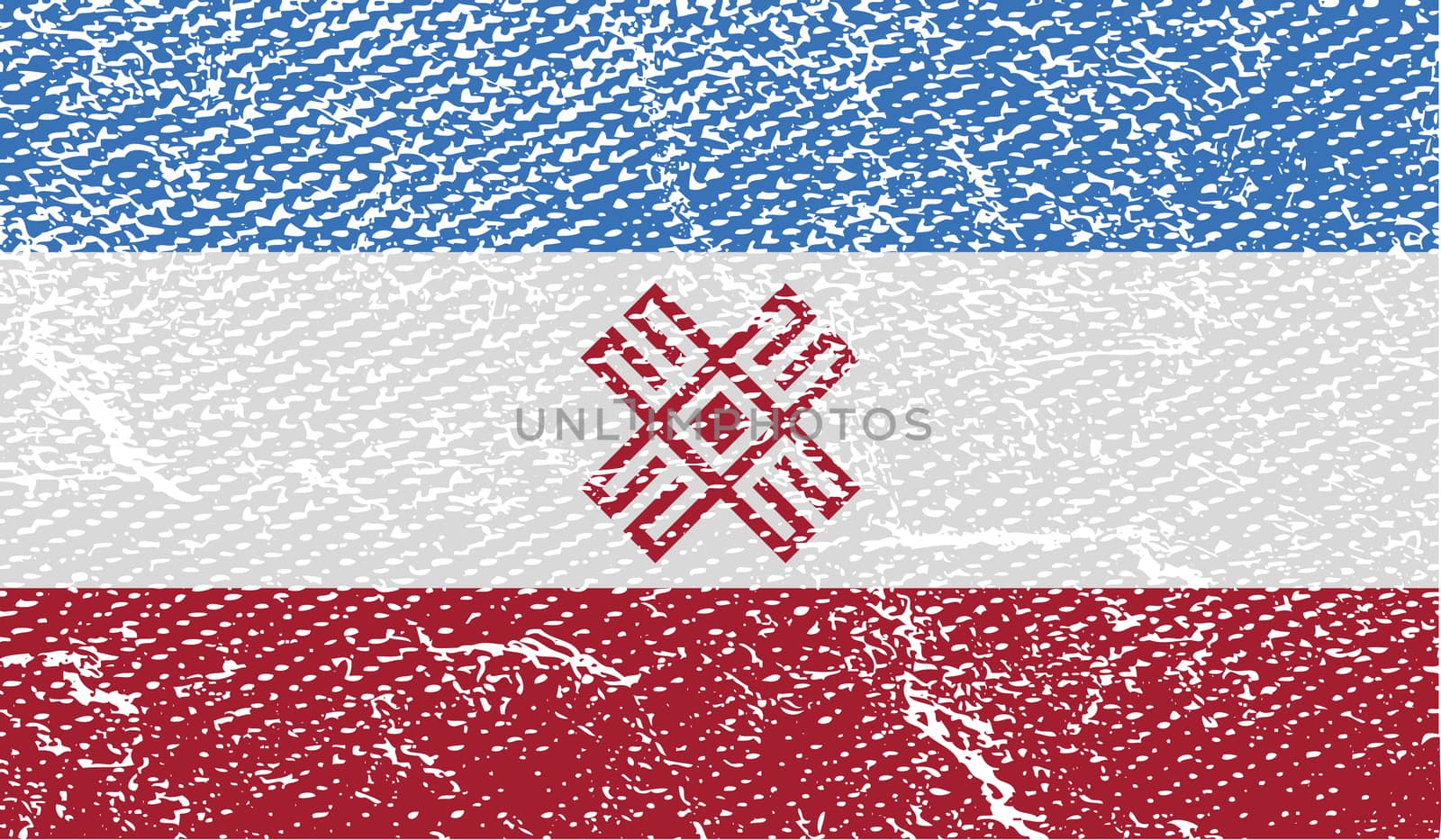 Flag of Mari El with old texture.  illustration