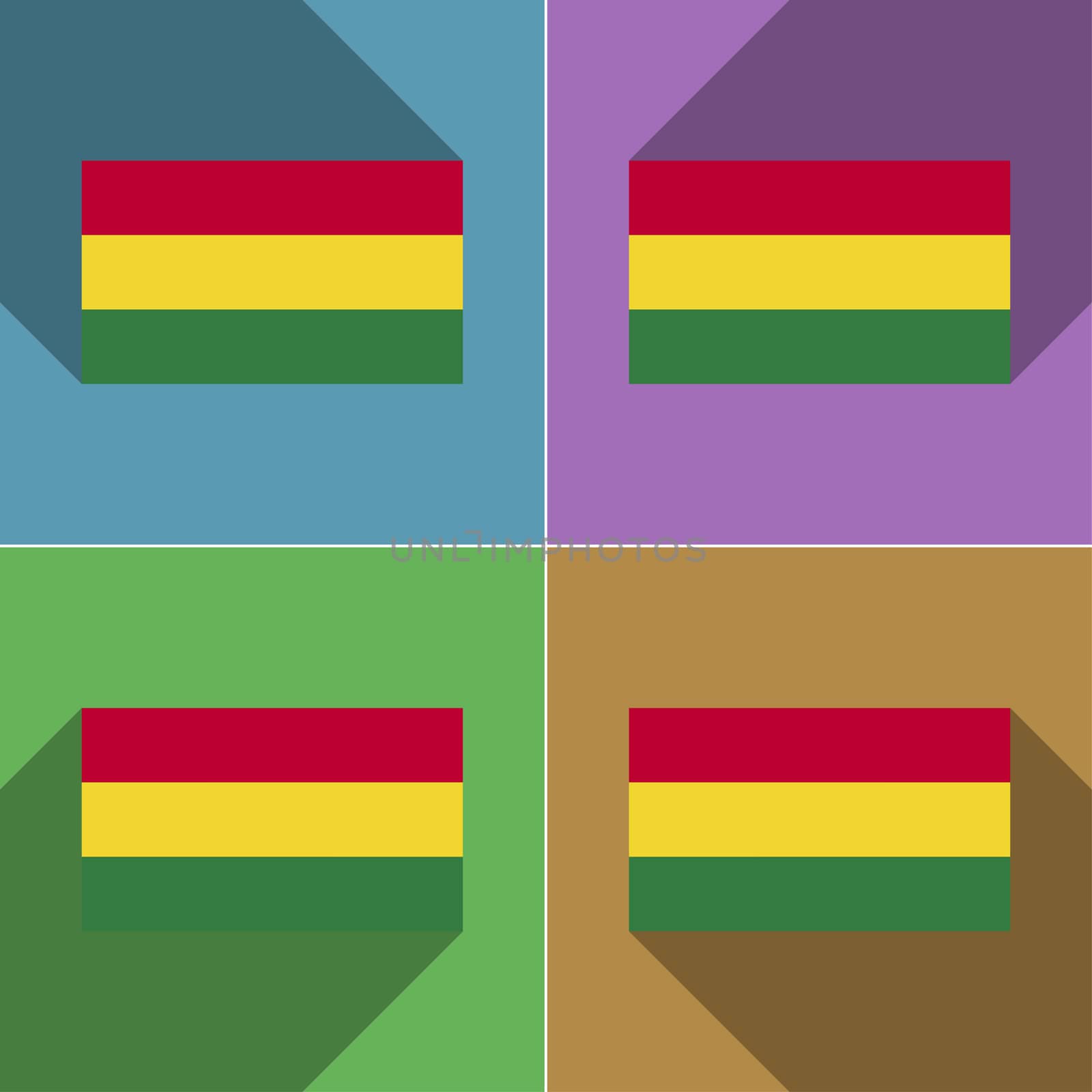 Flags of Bolivia. Set of colors flat design and long shadows.  illustration