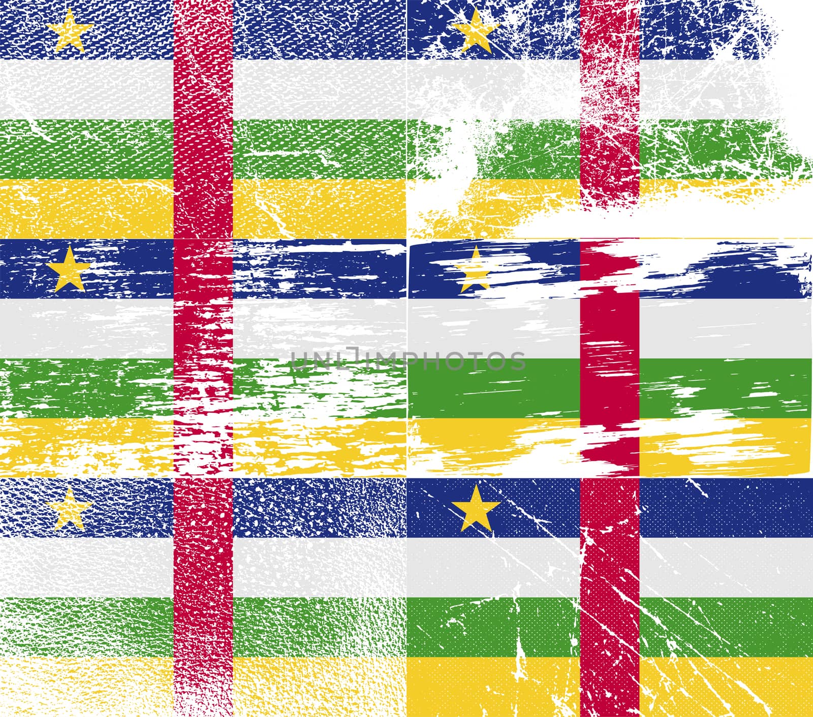 Flag of Central African Republic with old texture.  illustration