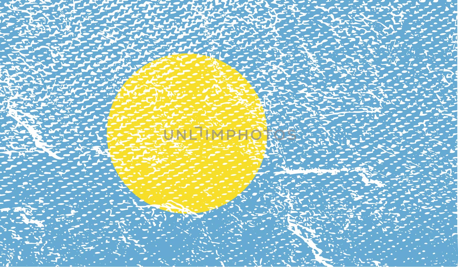 Flag of Palau with old texture.  illustration