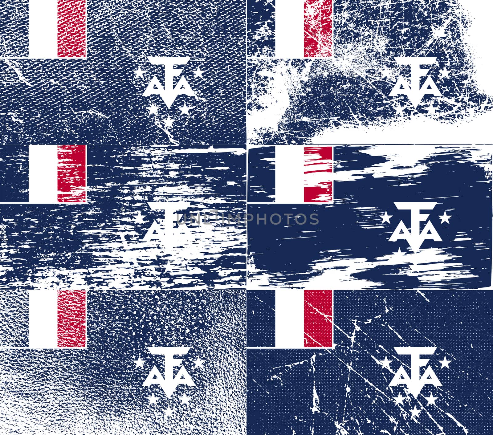 Flag of French Southern and Antarctic Lands with old texture.  illustration
