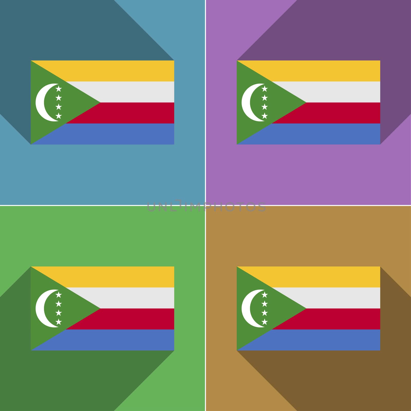 Flags Comoros. Set of colors flat design and long shadows.  by serhii_lohvyniuk