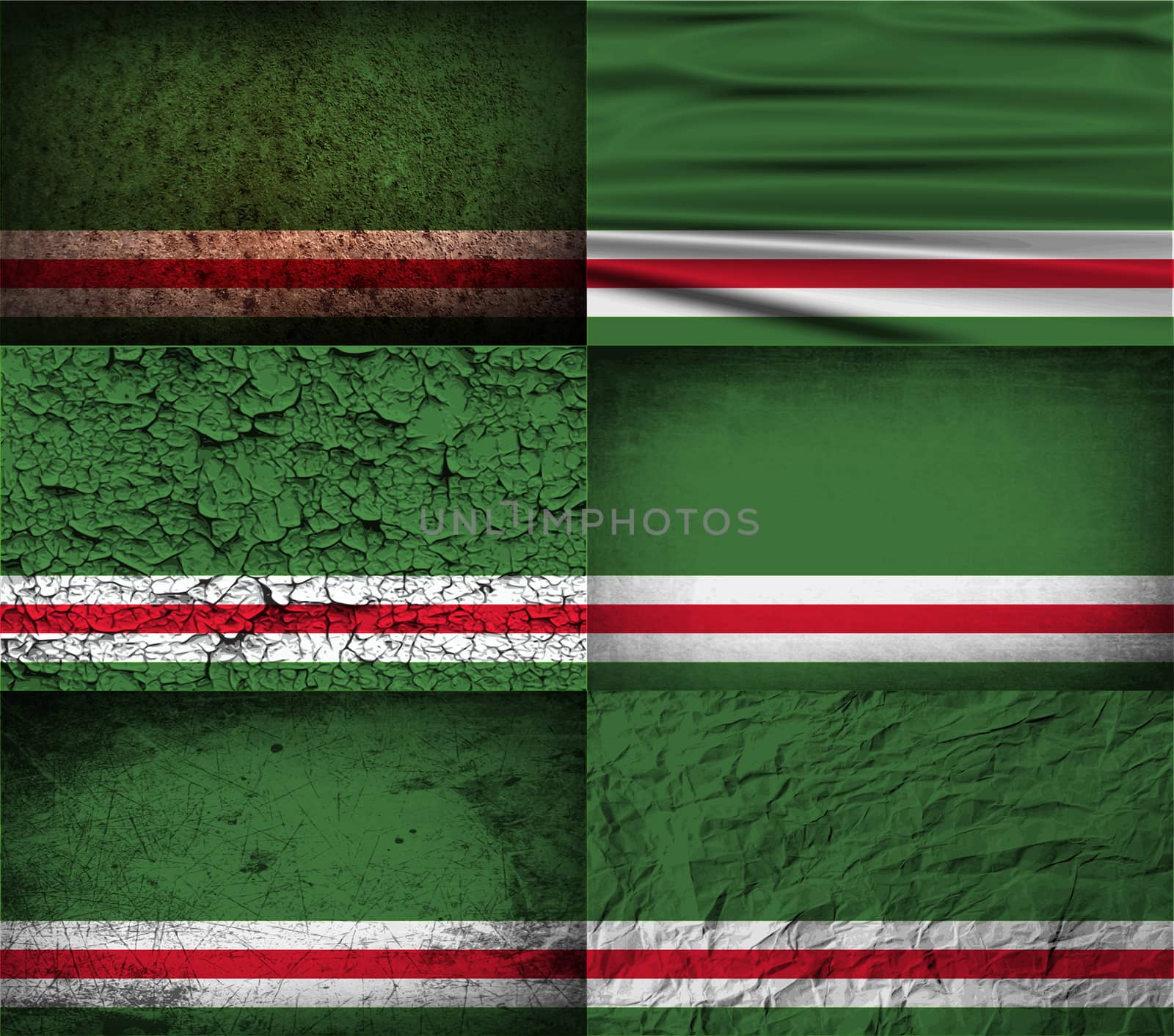 Flag of Chechen Republic of Ichkeria with old texture.  illustration