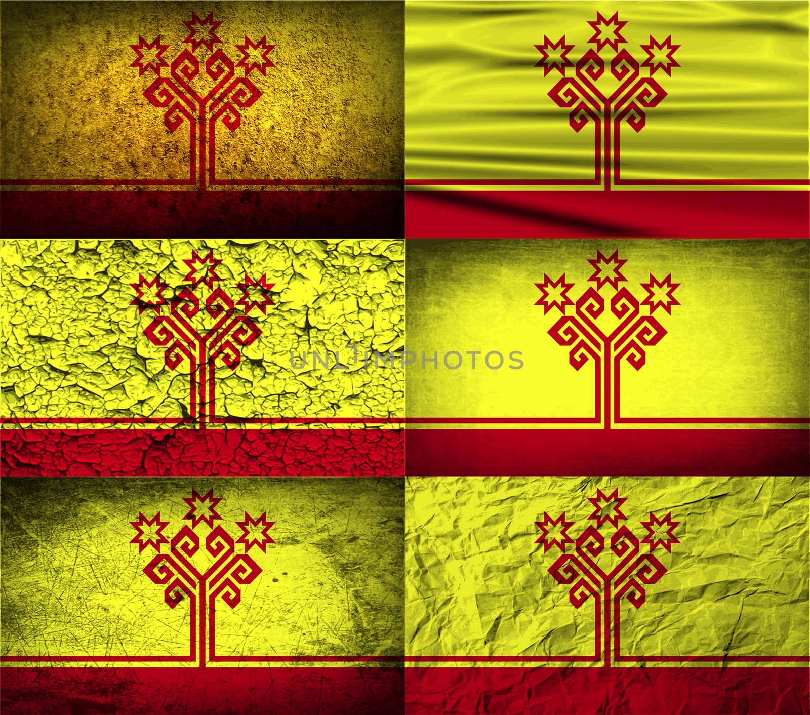 Flag of Chuvashia with old texture.  illustration