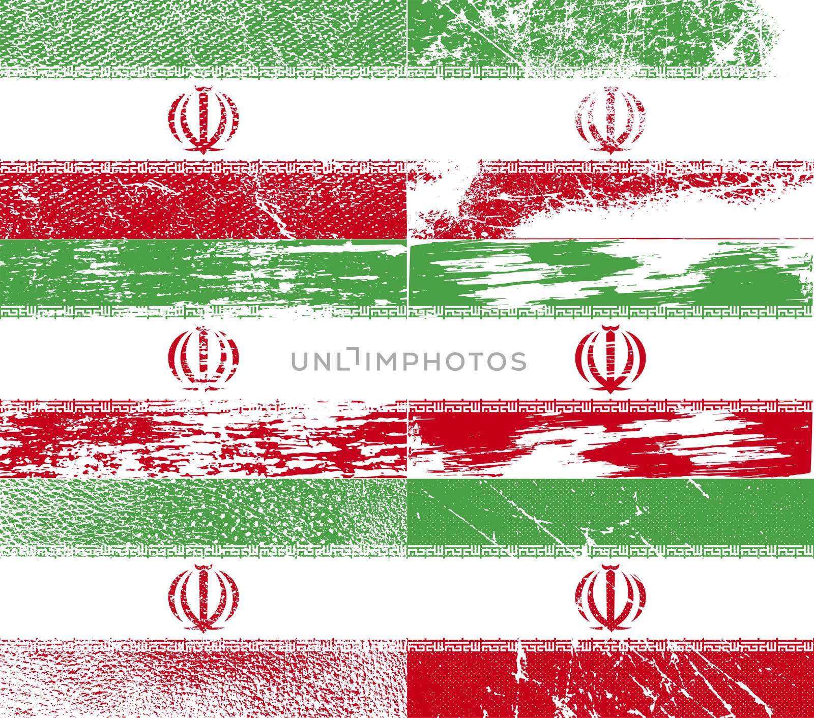 Flag of Iran with old texture.  illustration