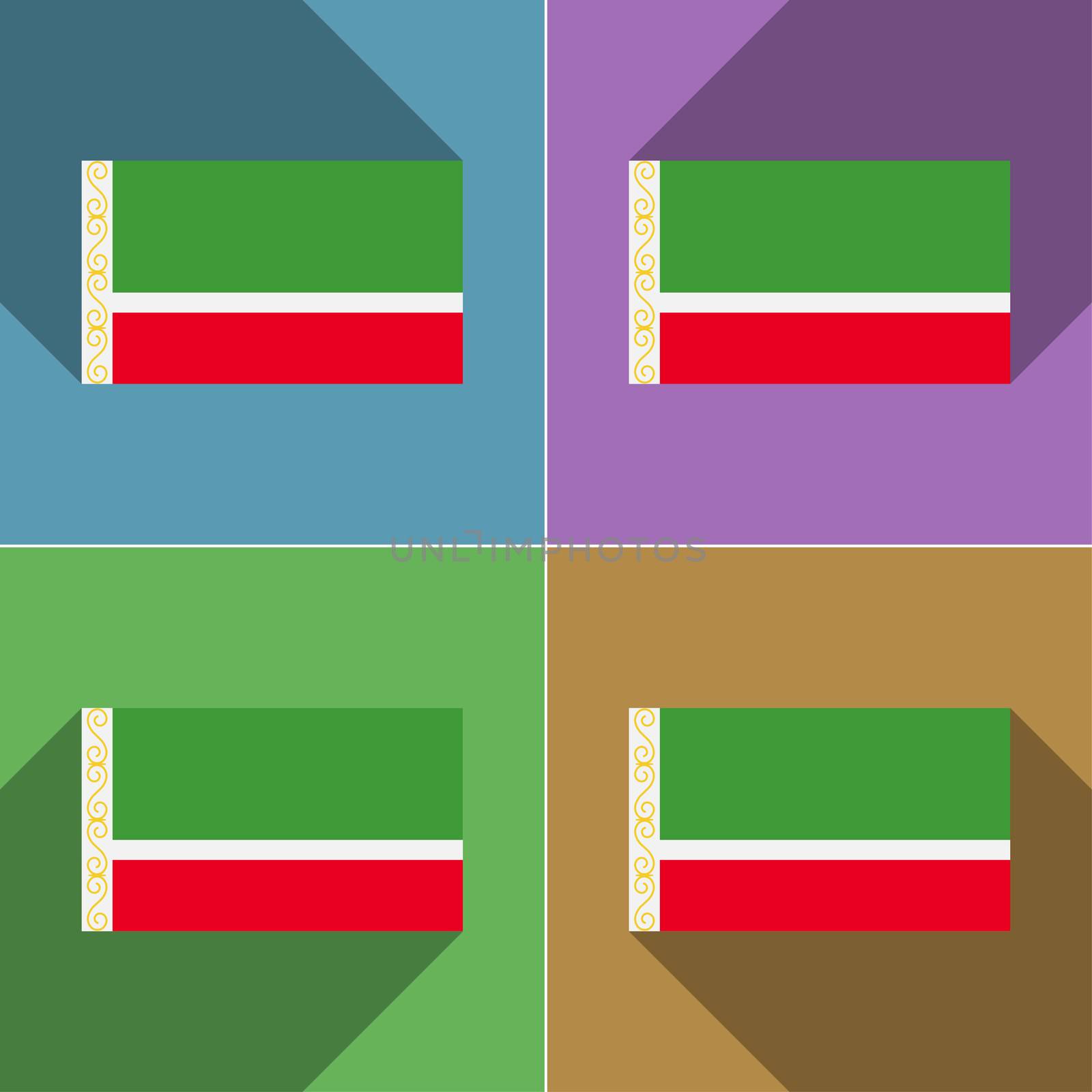 Flags Chechen Republic. Set of colors flat design and long shadows.  by serhii_lohvyniuk