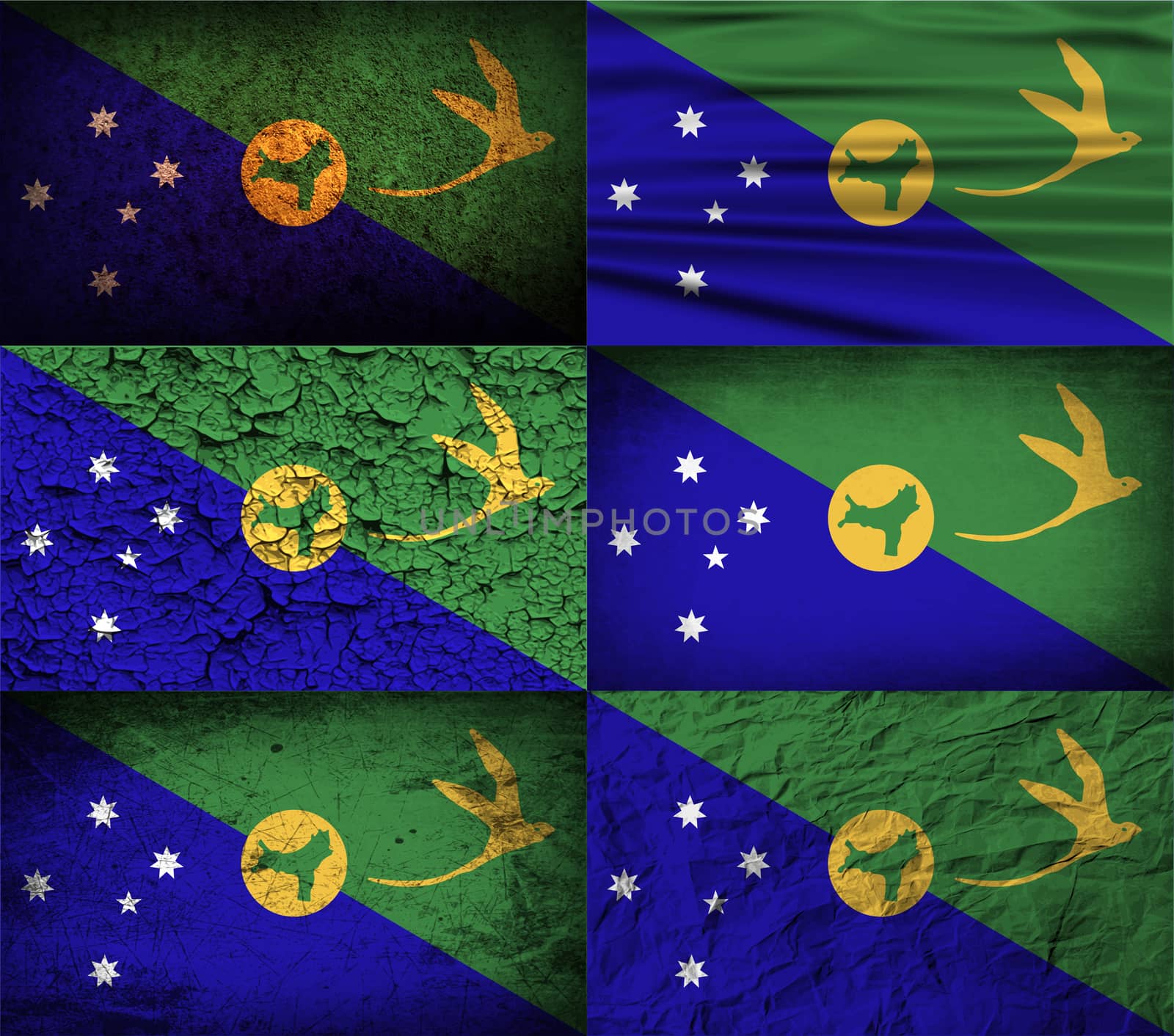 Flag of Christmas Island with old texture.  illustration