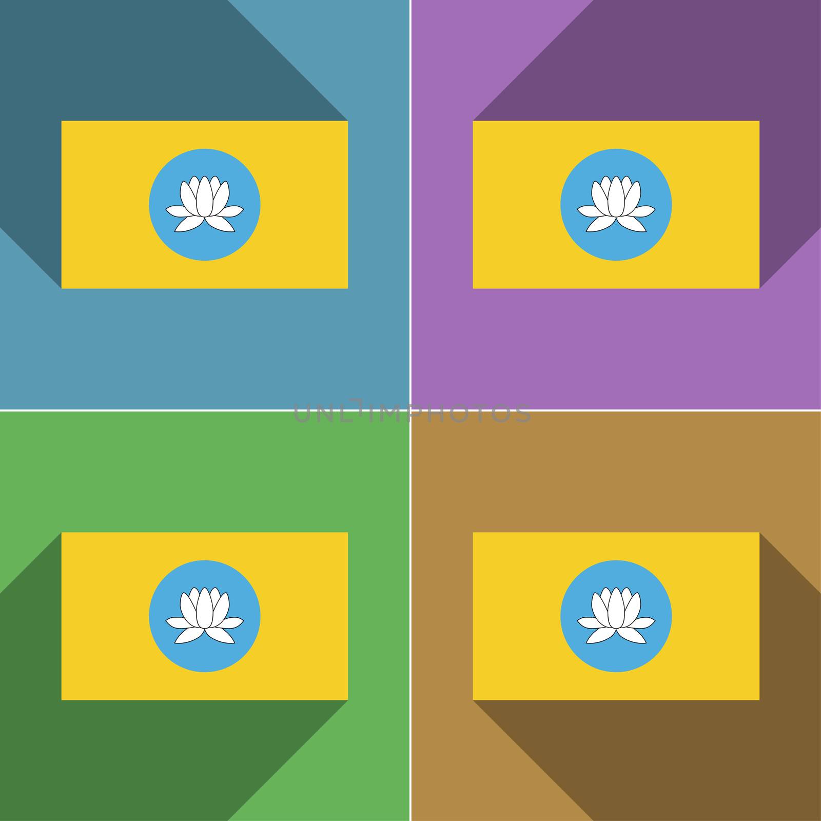 Flags Kalmykia. Set of colors flat design and long shadows.  by serhii_lohvyniuk