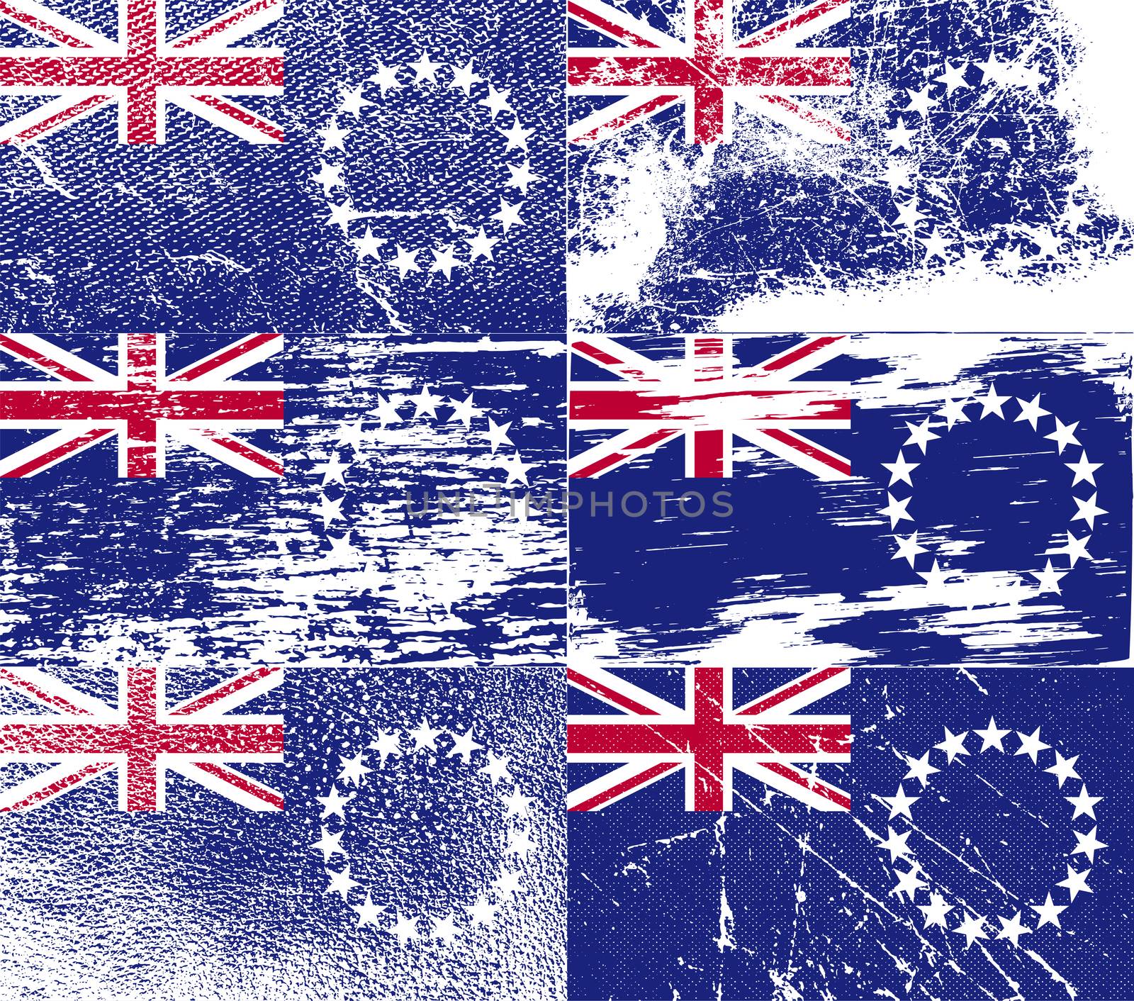 Flag of Cook islands with old texture.  illustration