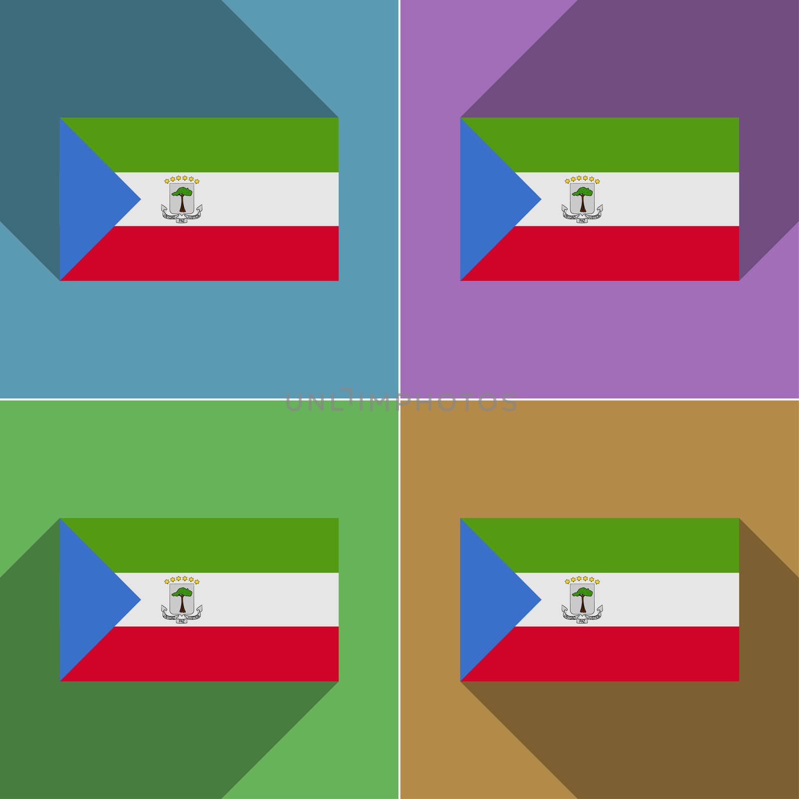 Flags Equatorial Guinea. Set of colors flat design and long shadows.  by serhii_lohvyniuk