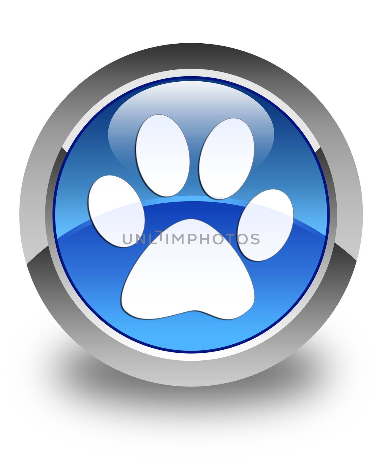 Animal footprint icon glossy blue round button