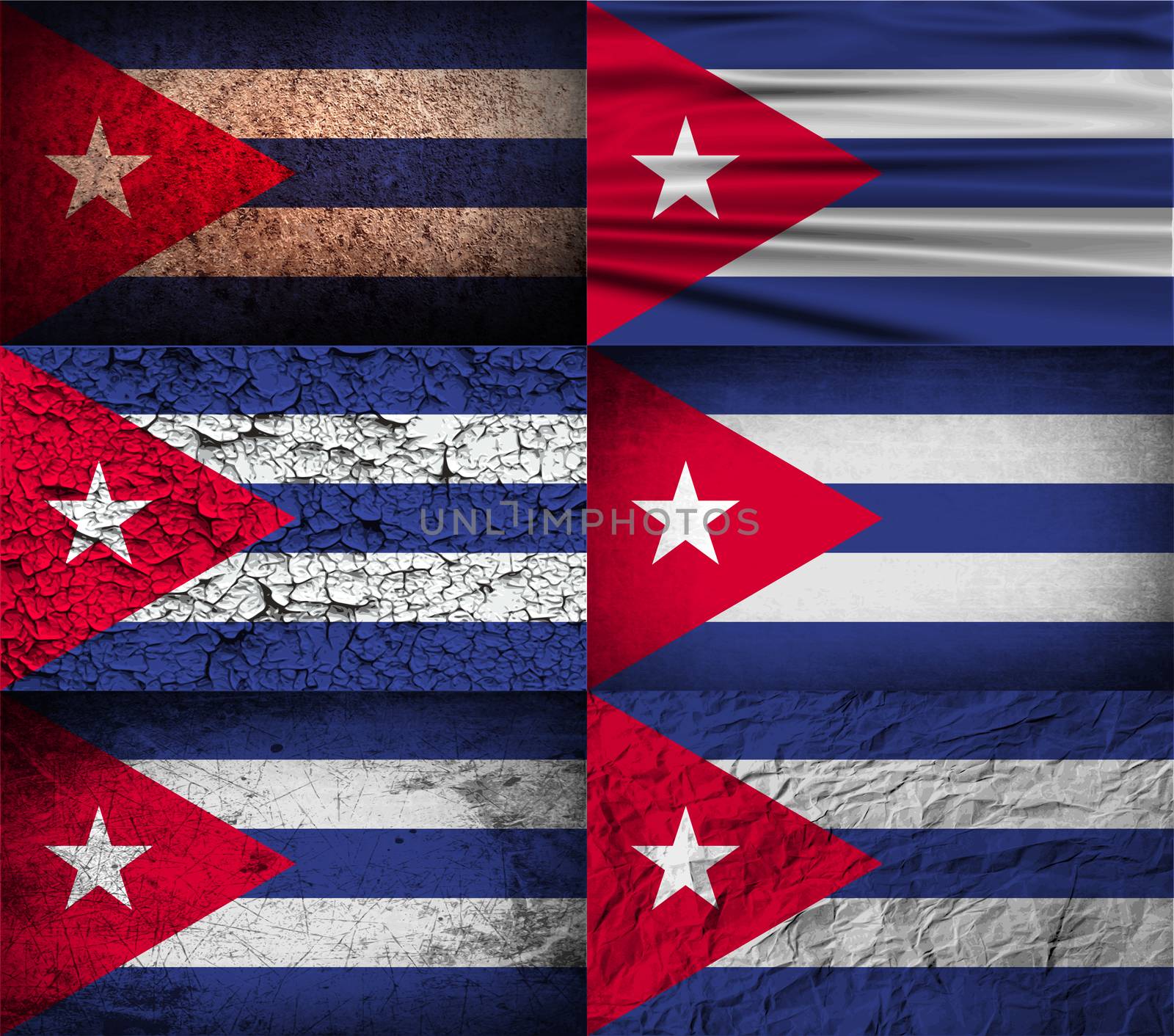 Flag of Cuba with old texture.  illustration