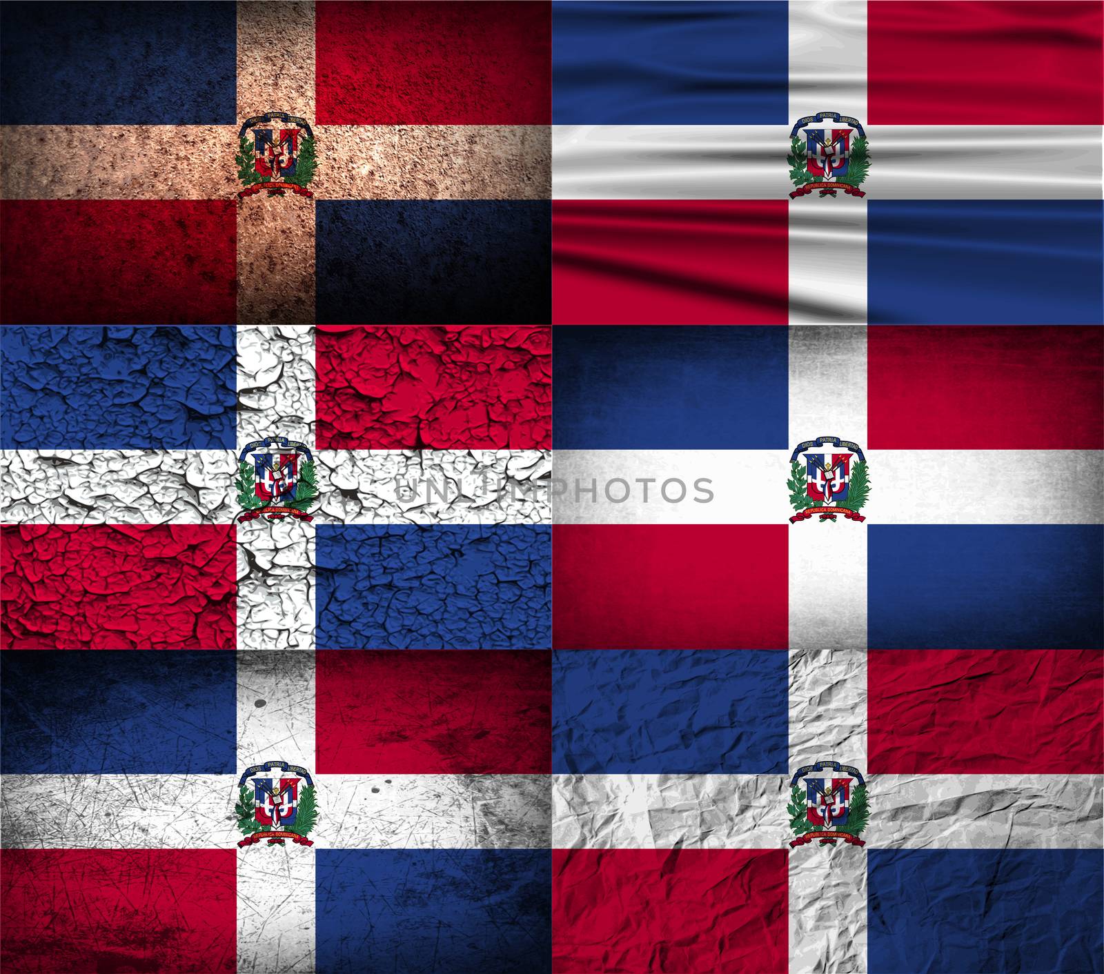 Flag of Dominican Republic with old texture.  illustration