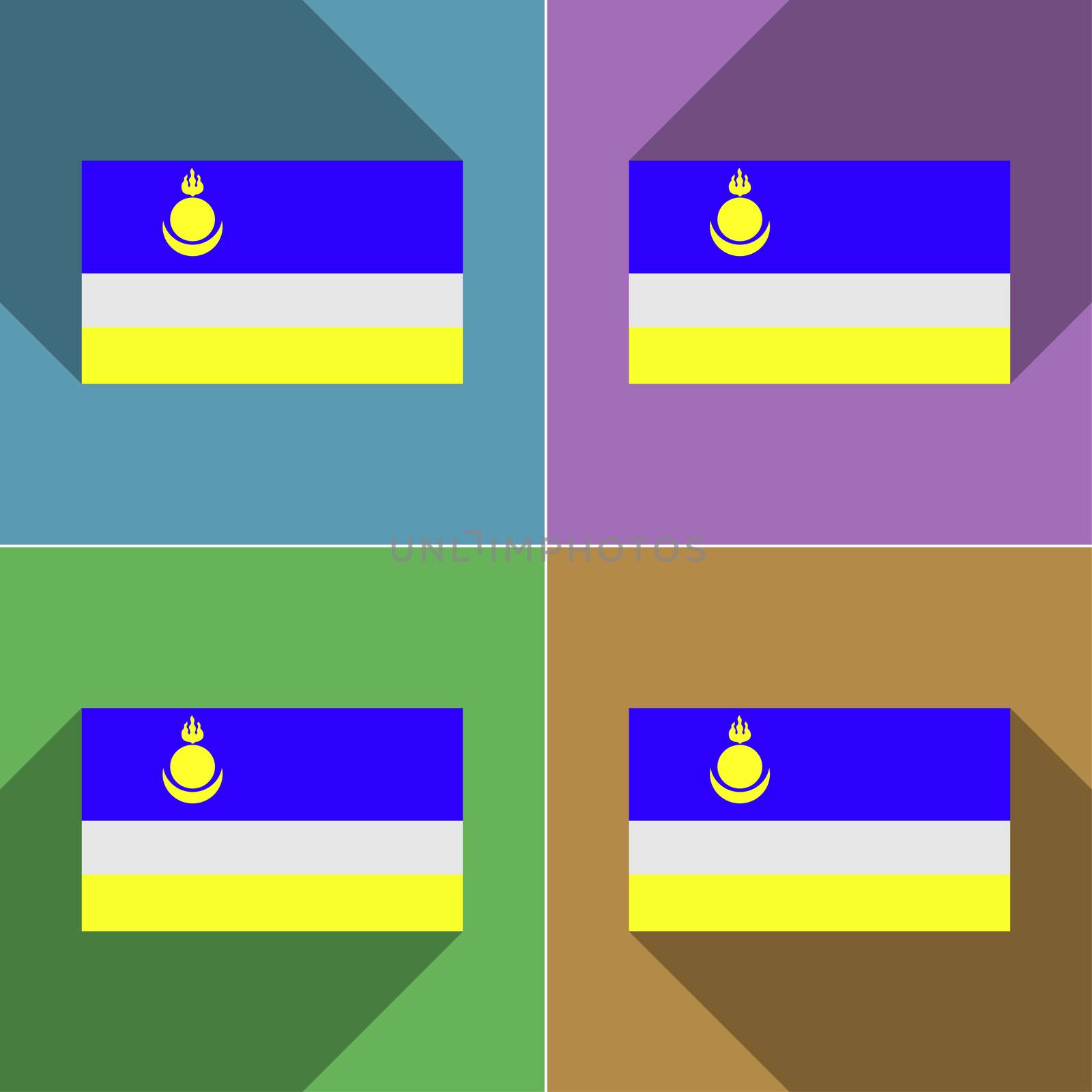Flags Buryatia. Set of colors flat design and long shadows.  by serhii_lohvyniuk