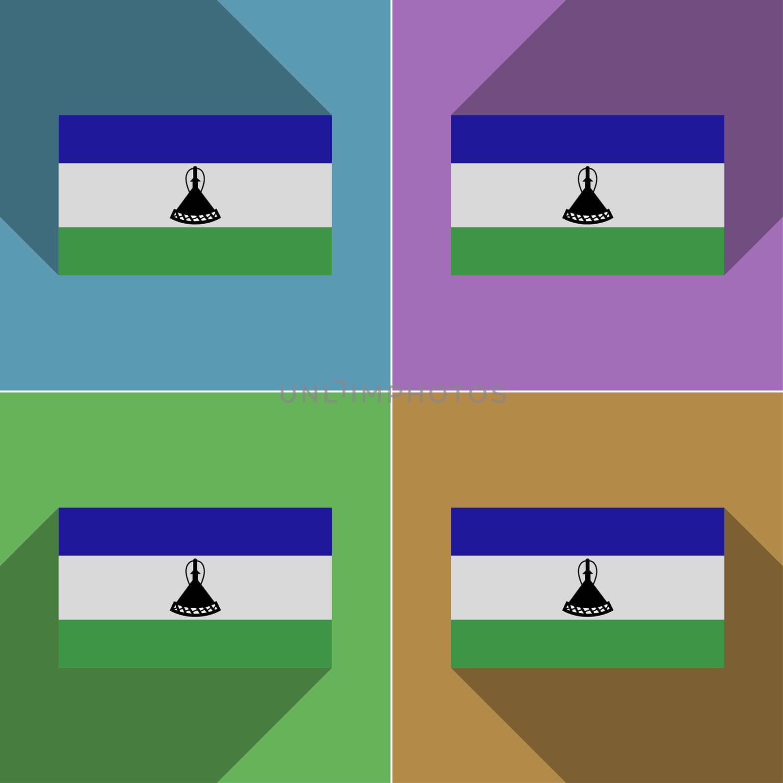 Flags Lesothe. Set of colors flat design and long shadows.  by serhii_lohvyniuk