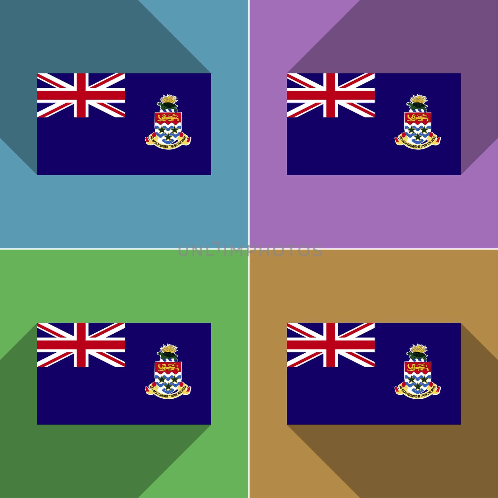 Flags Cayman Islands. Set of colors flat design and long shadows.  by serhii_lohvyniuk