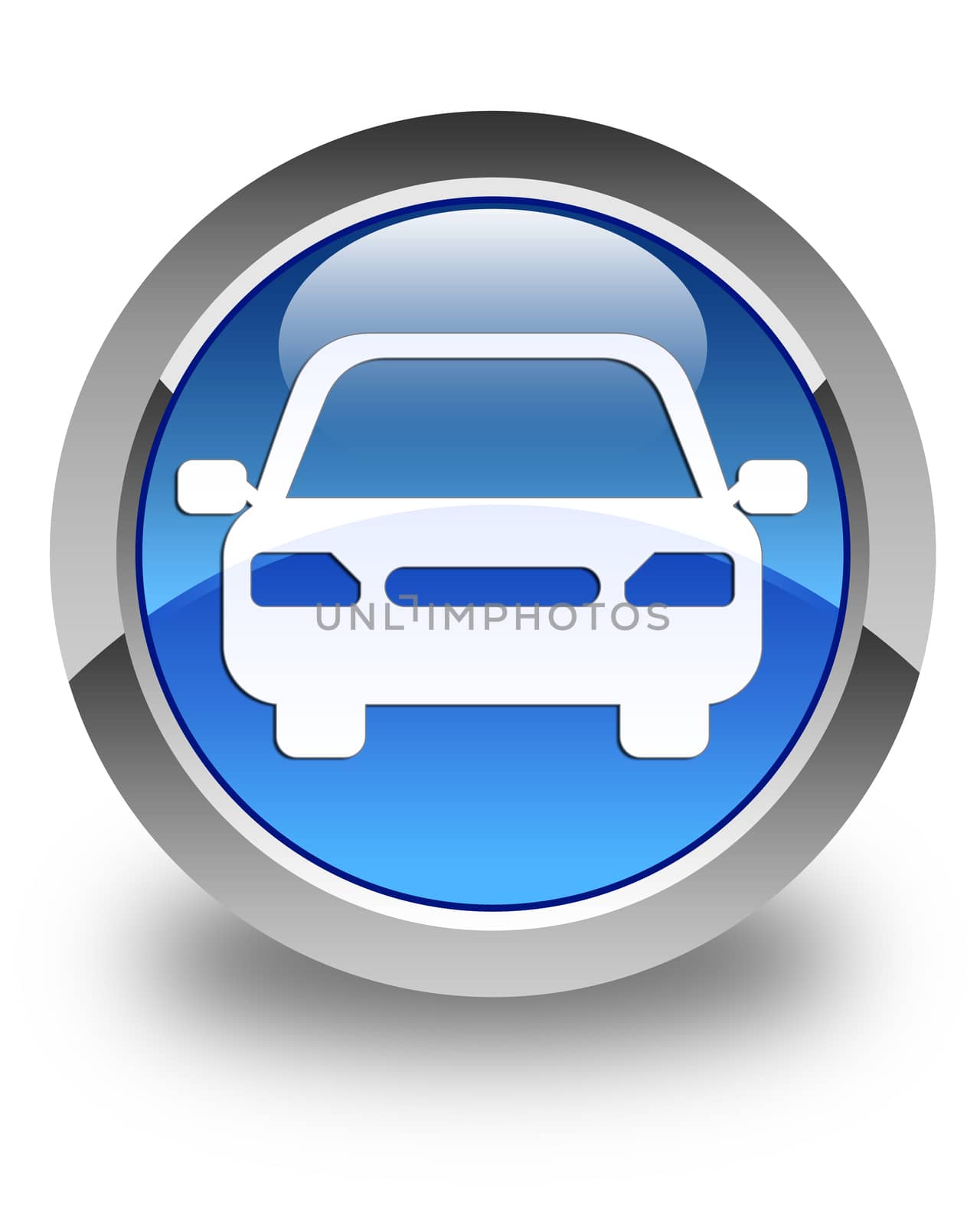 Car icon glossy blue round button
