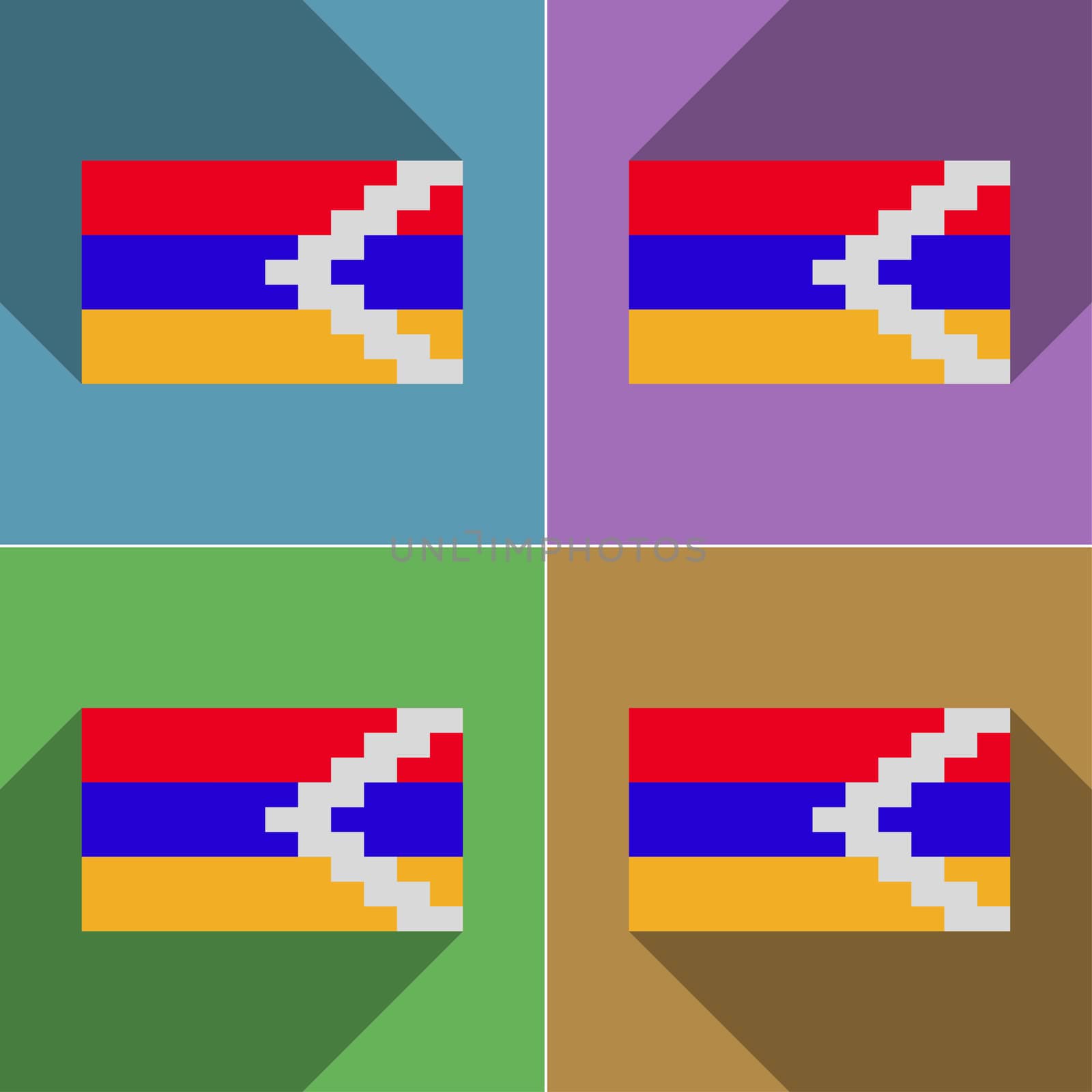 Flags of Karabakh Republic. Set of colors flat design and long shadows.  illustration