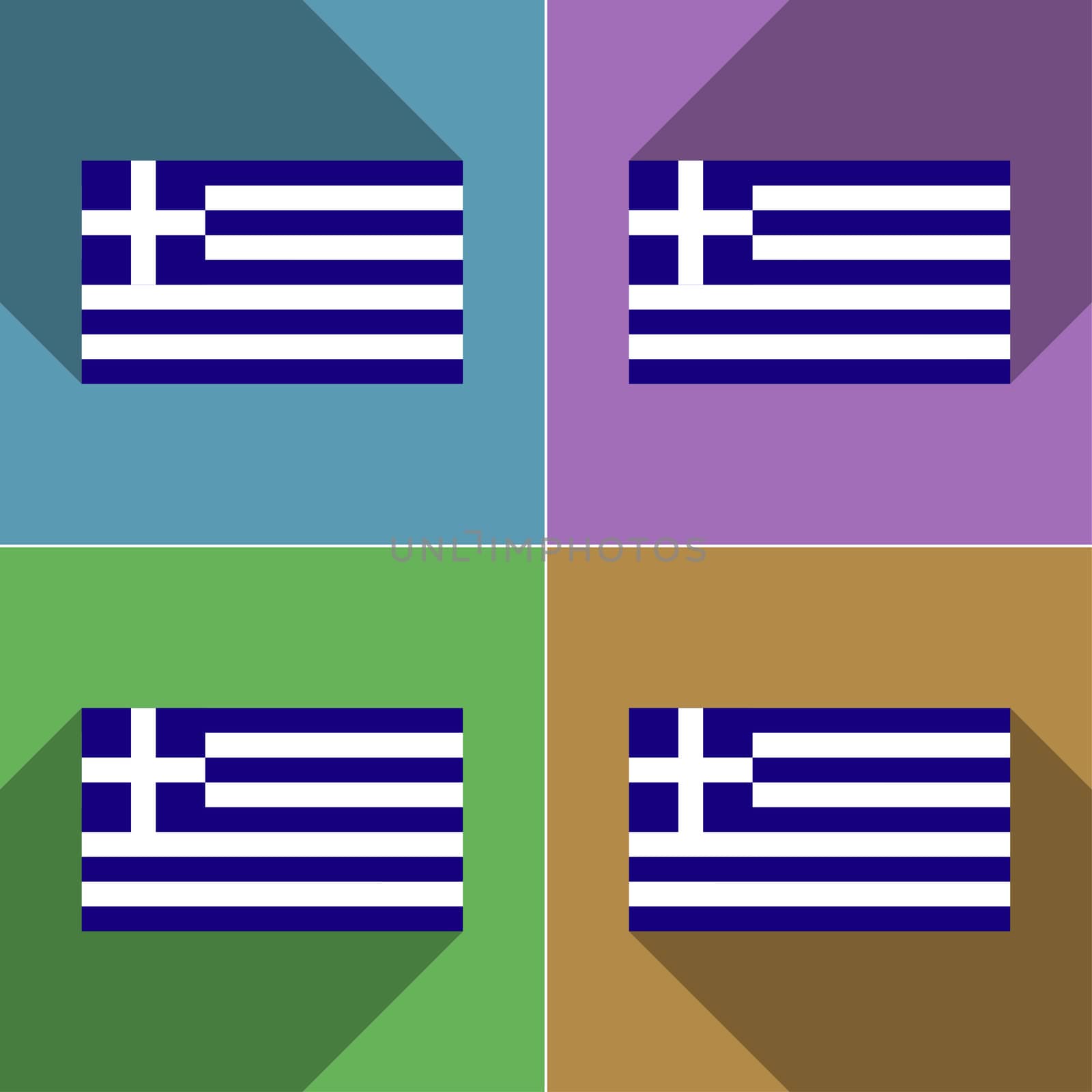 Flags Greece. Set of colors flat design and long shadows.  by serhii_lohvyniuk