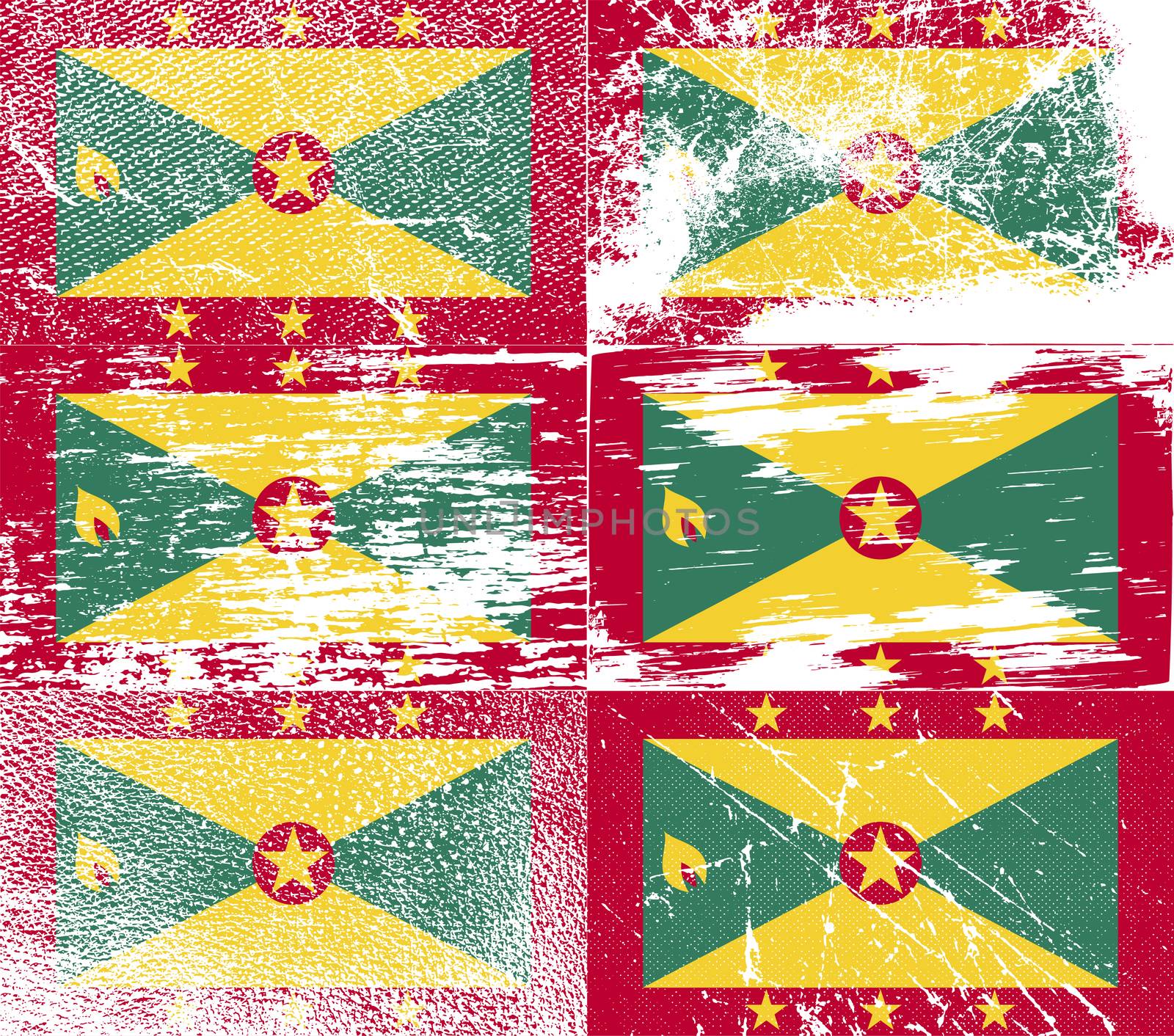 Flag of Grenada with old texture.  illustration