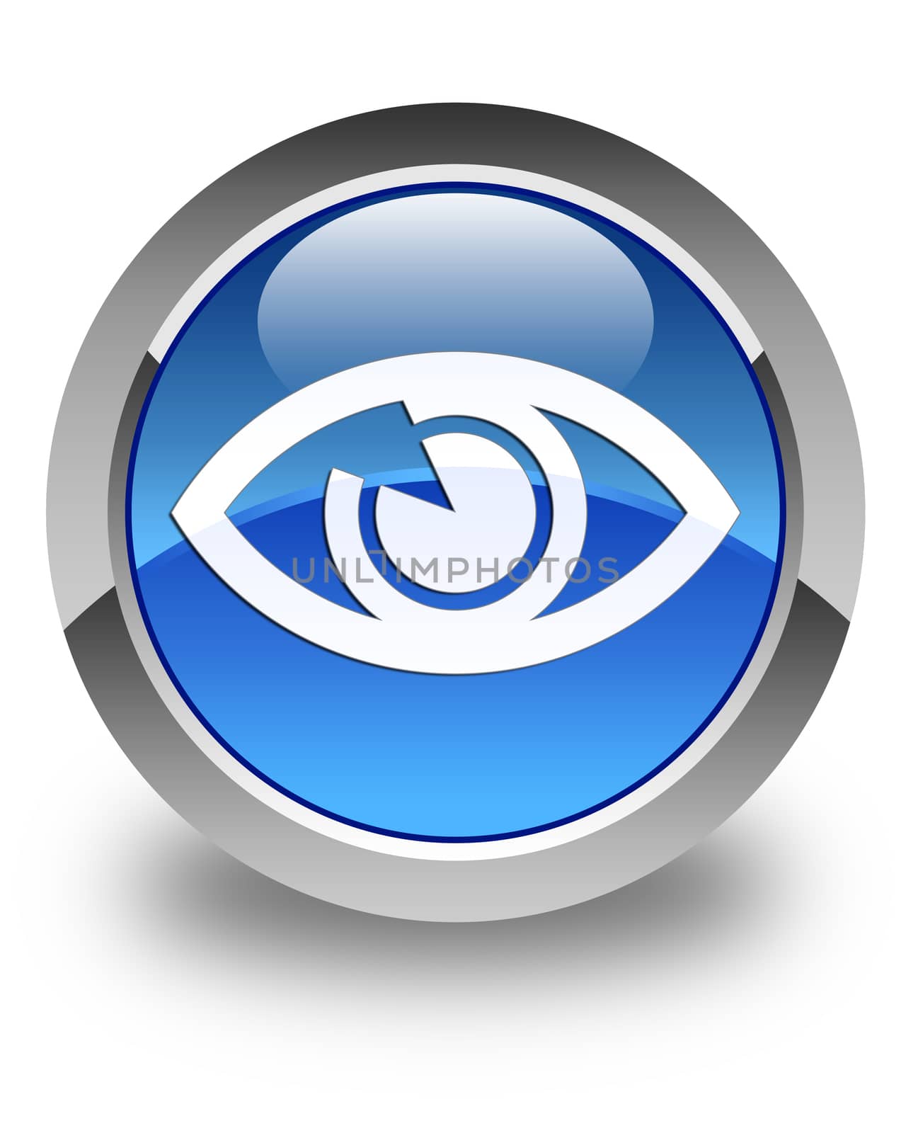 Eye icon glossy blue round button