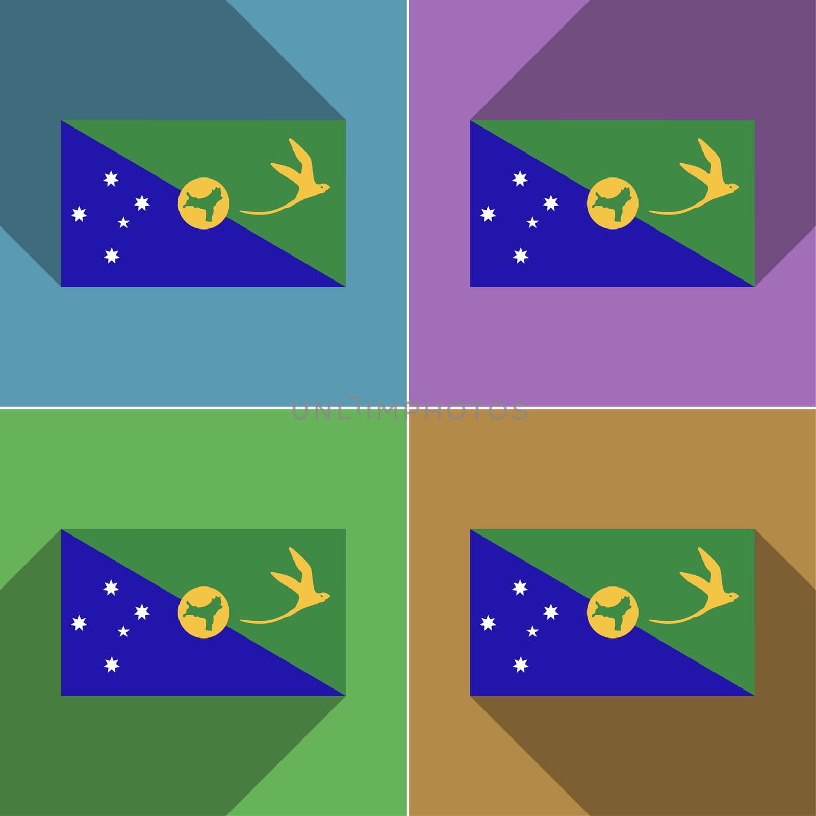 Flags Christmas Island. Set of colors flat design and long shadows.  by serhii_lohvyniuk