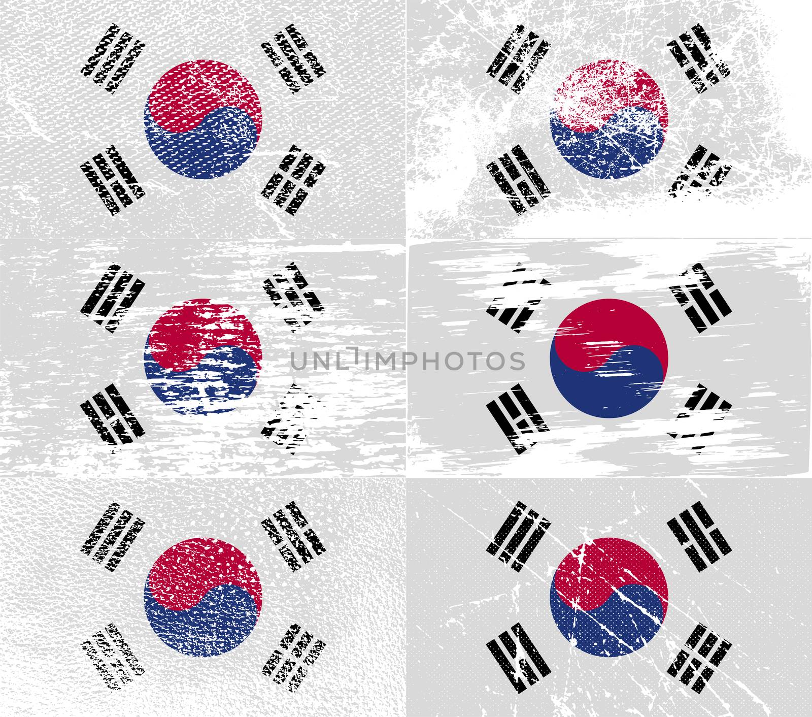 Flag of South Korea with old texture.  illustration