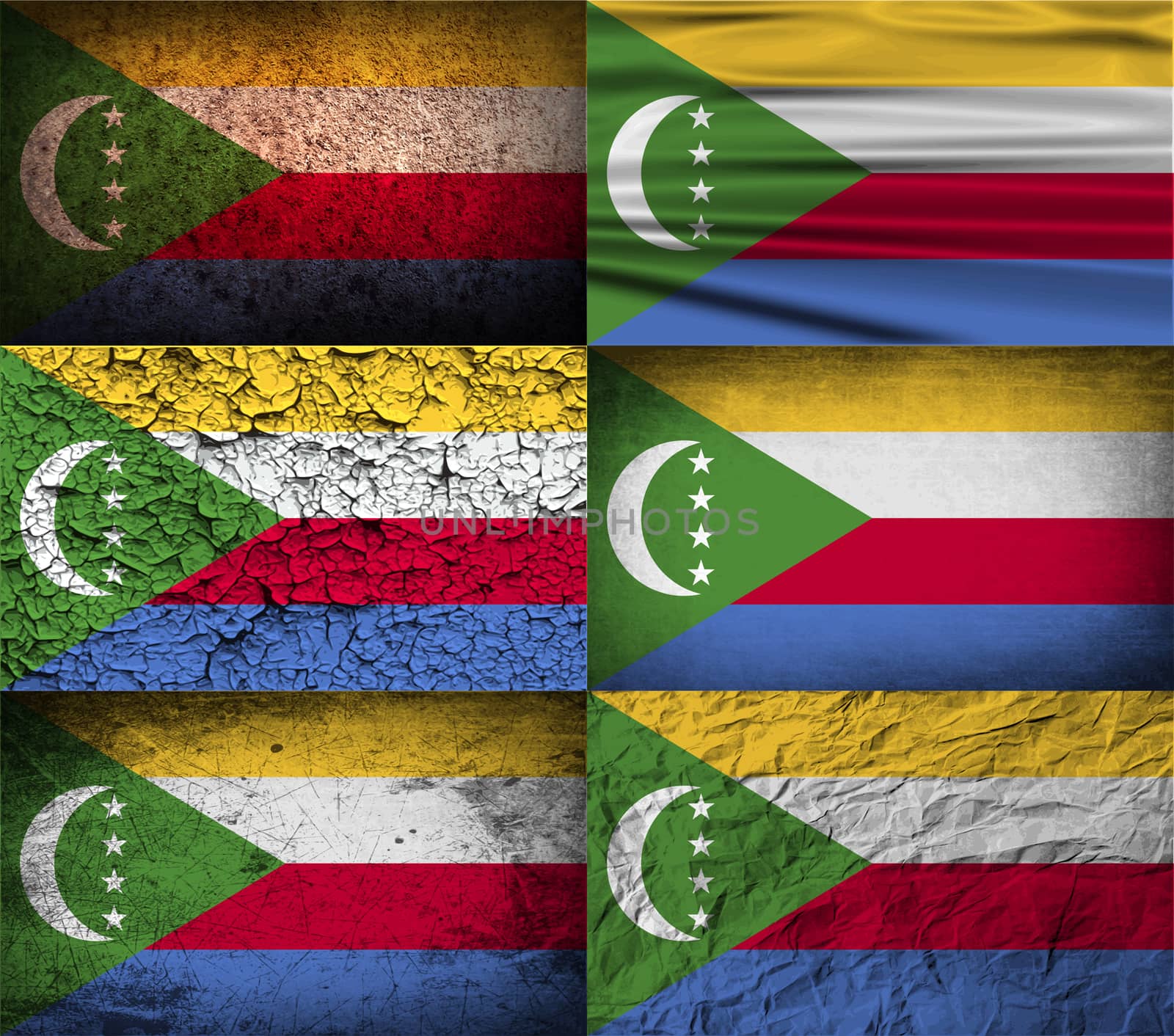 Flag of Comoros with old texture.  illustration