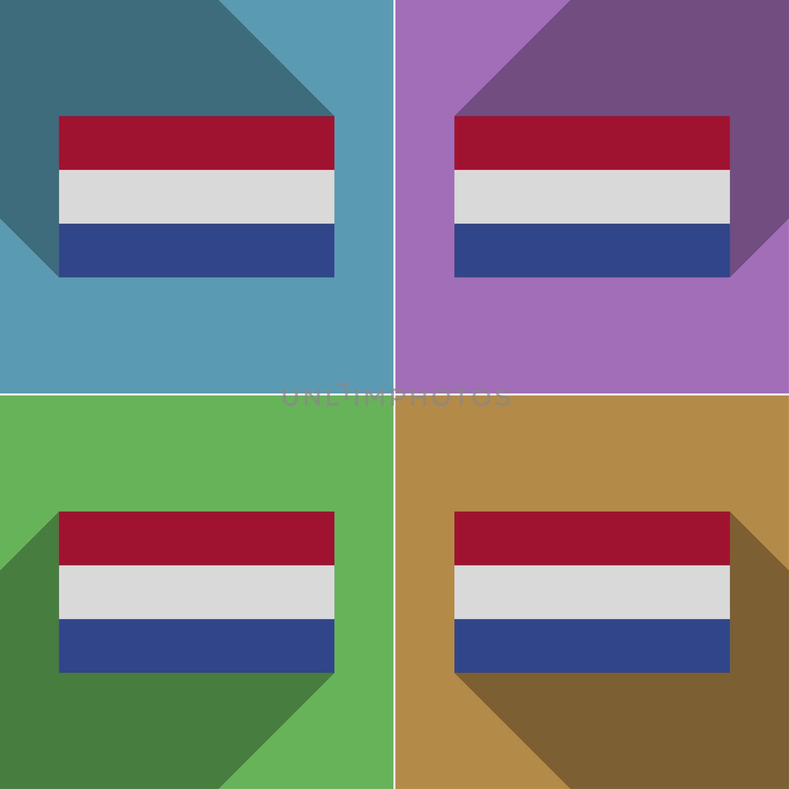 Flags Netherlands. Set of colors flat design and long shadows.  by serhii_lohvyniuk