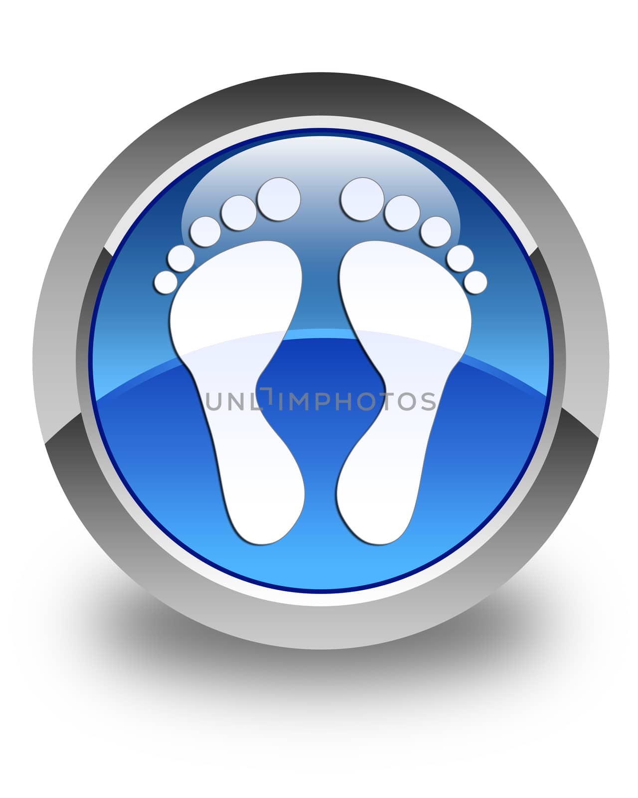 Footprint icon glossy blue round button