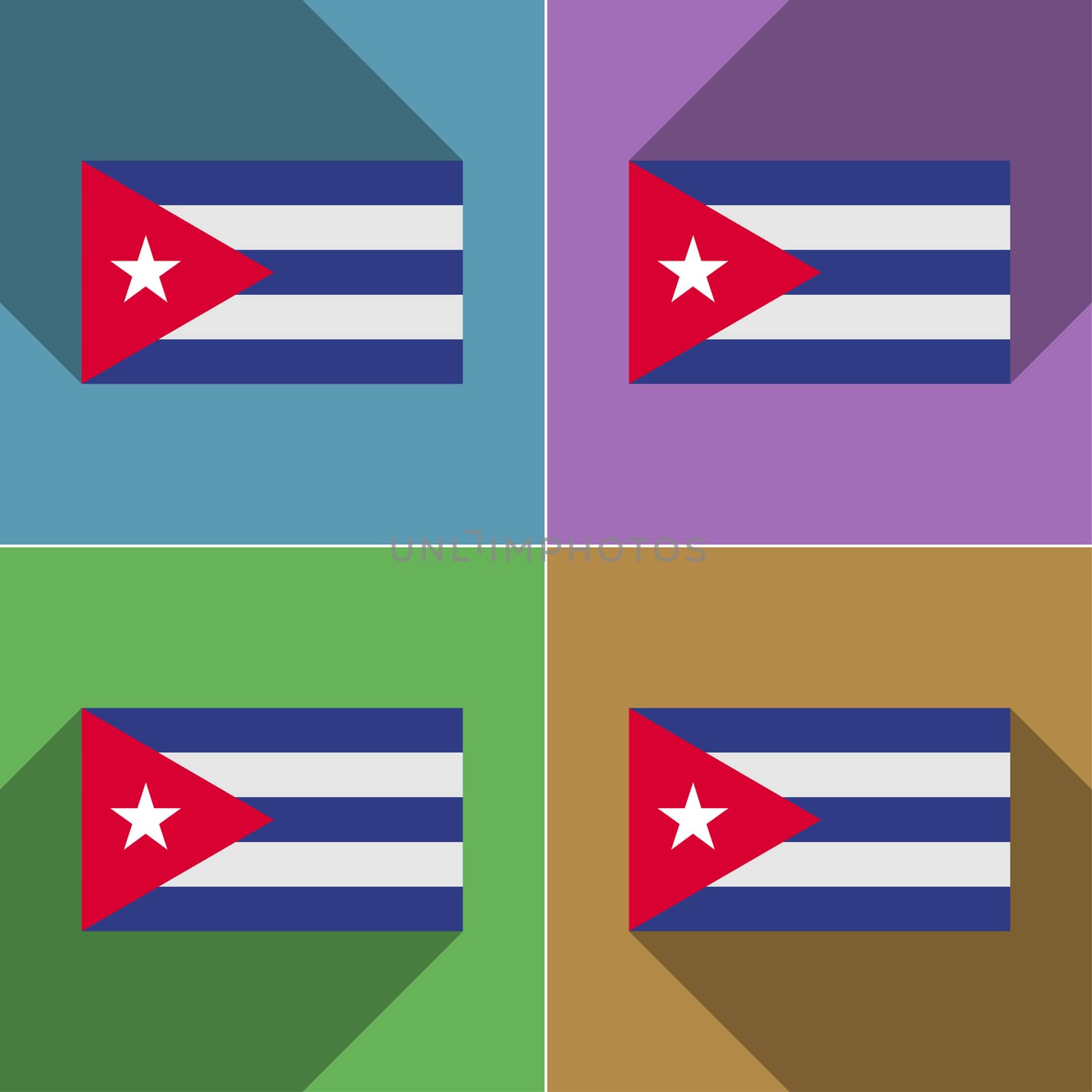 Flags Cuba. Set of colors flat design and long shadows.  by serhii_lohvyniuk