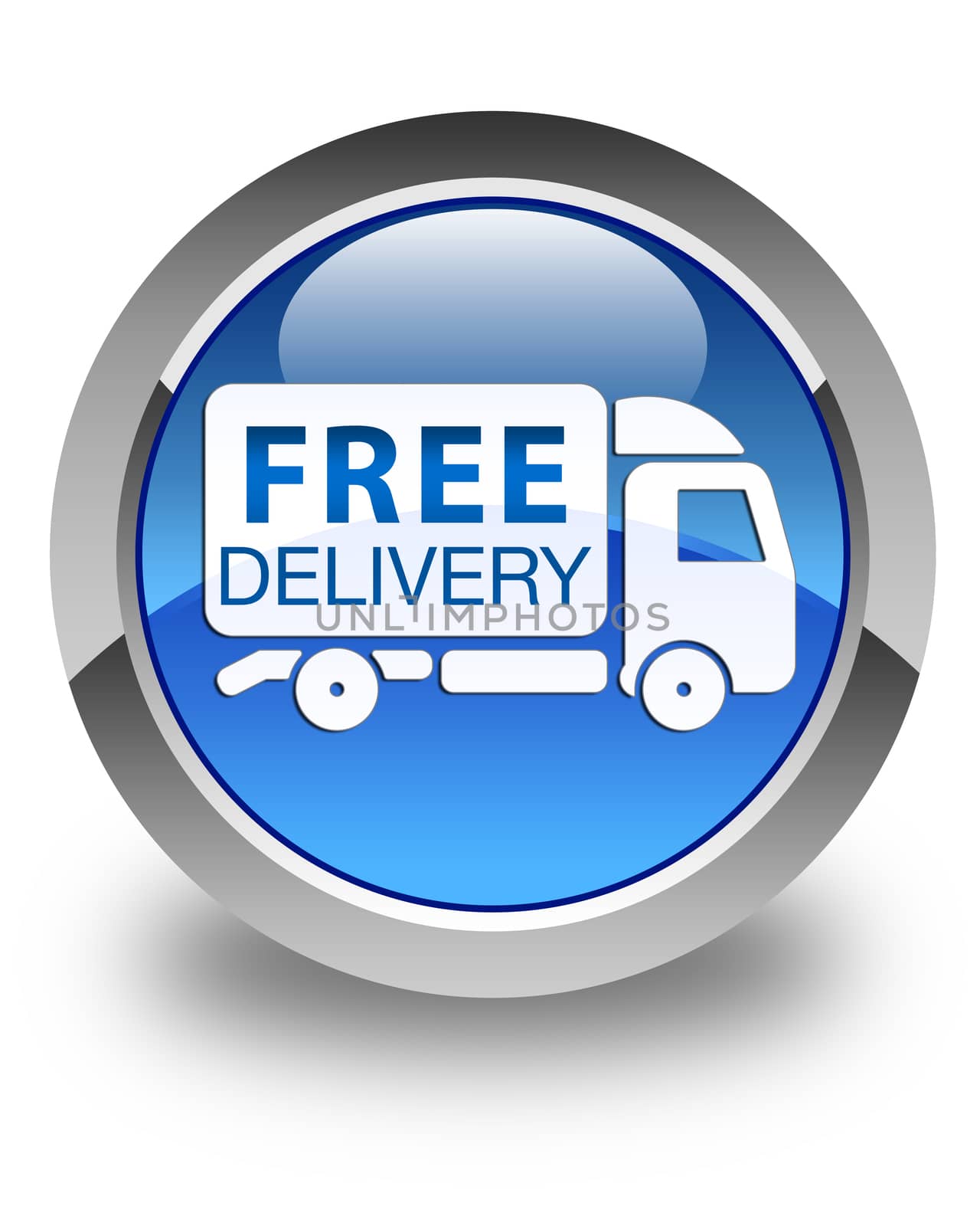 Free delivery (truck icon ) glossy blue round button