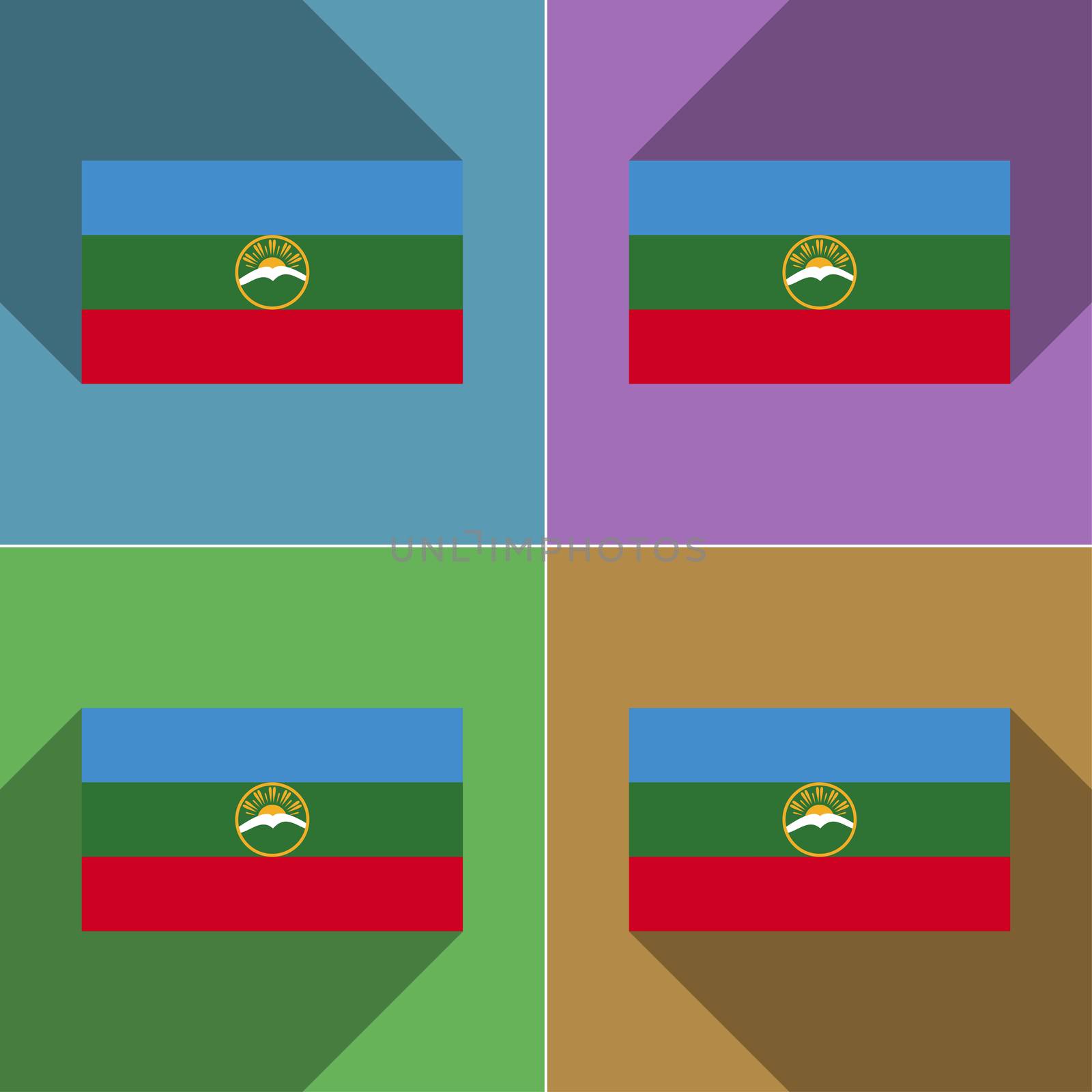 Flags KarachayCherkessia. Set of colors flat design and long shadows.  by serhii_lohvyniuk