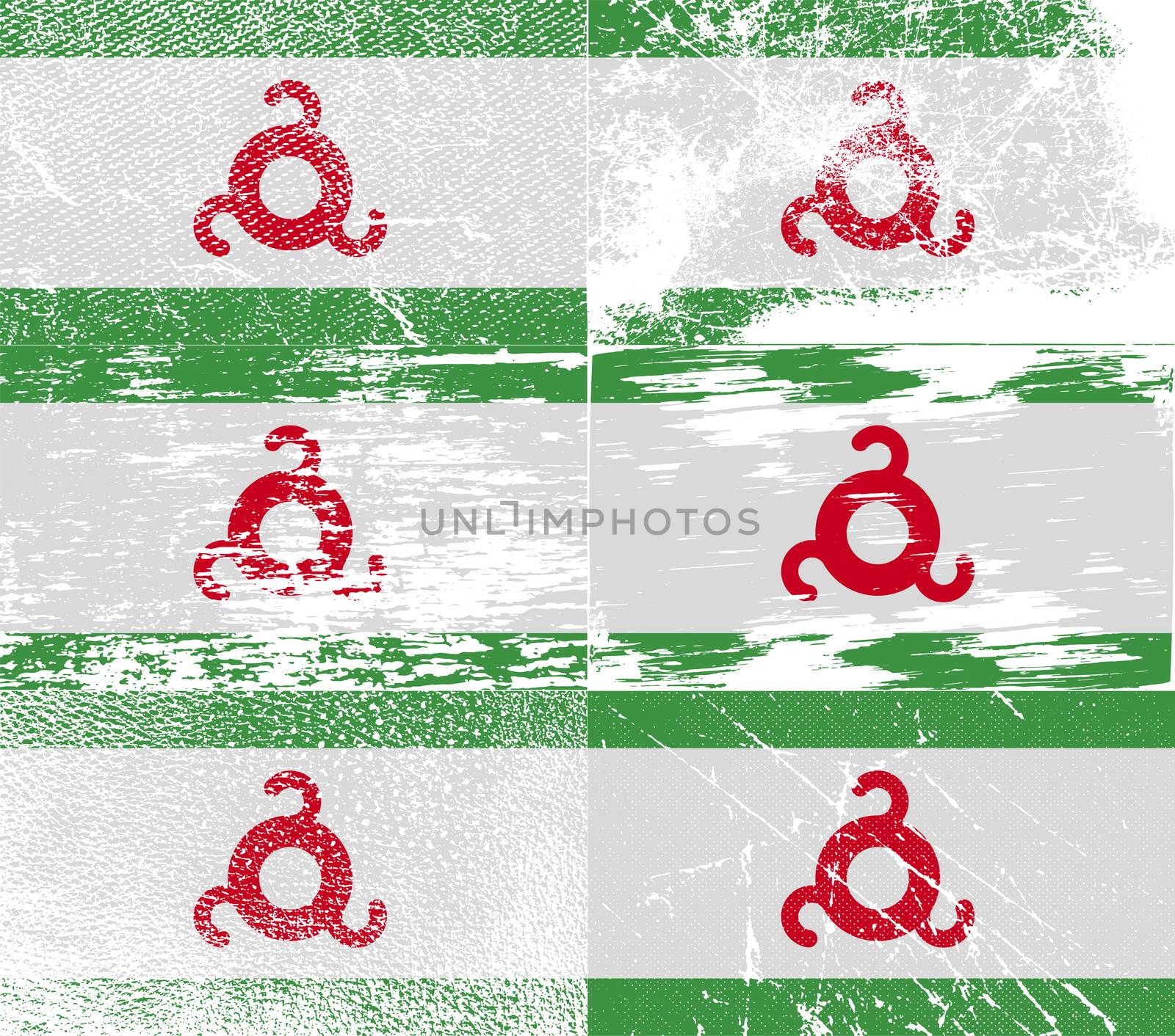 Flag of Ingushetia with old texture.  illustration