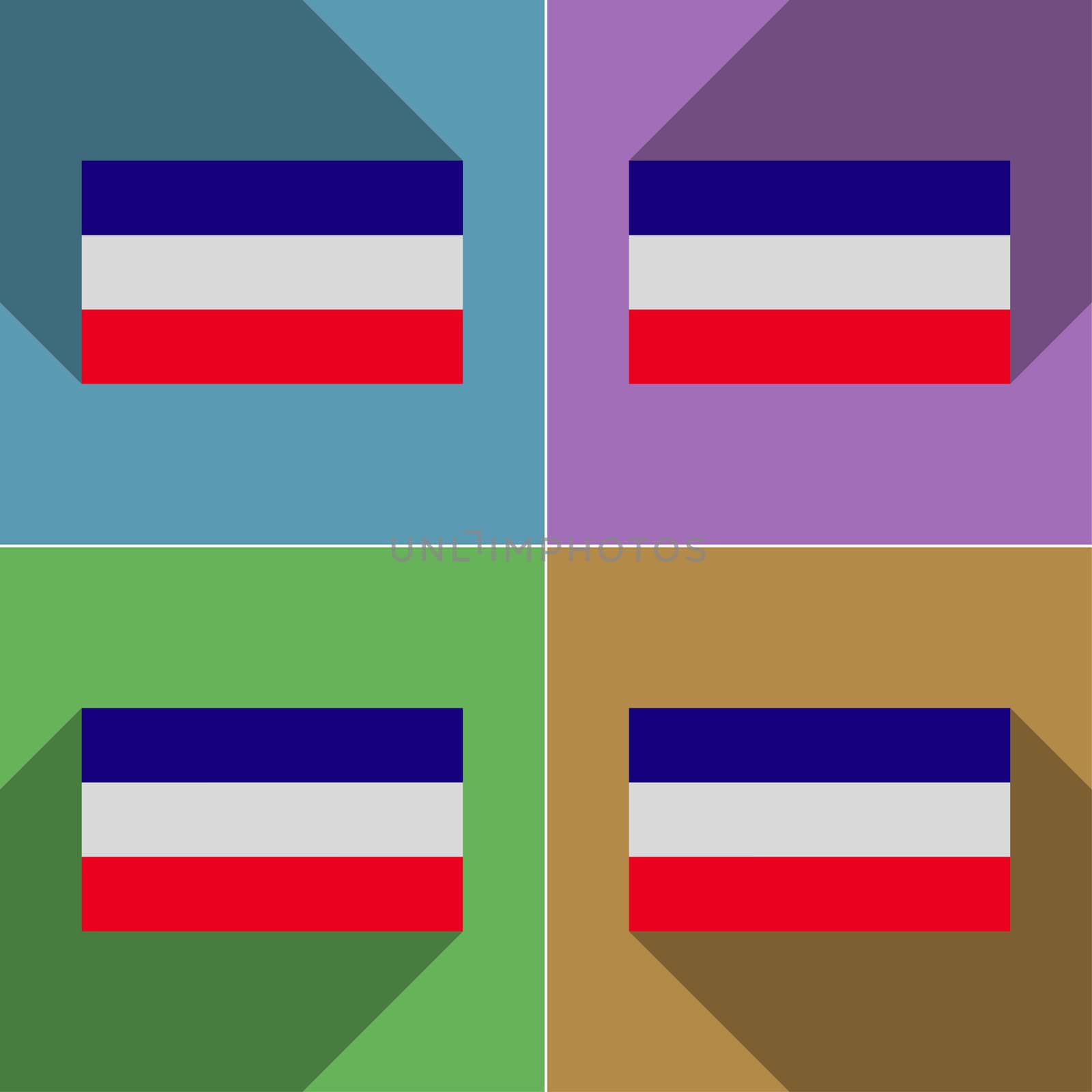 Flags of Los Altos. Set of colors flat design and long shadows.  illustration