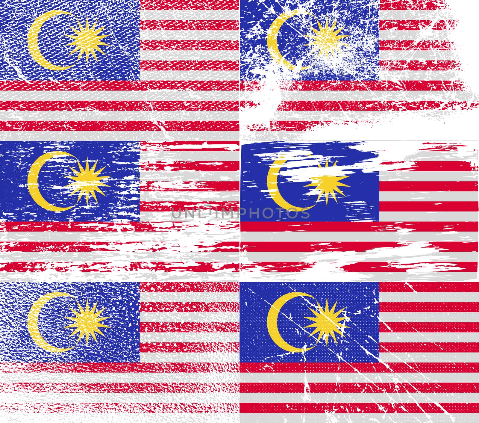 Flag of Malaysia with old texture.  illustration