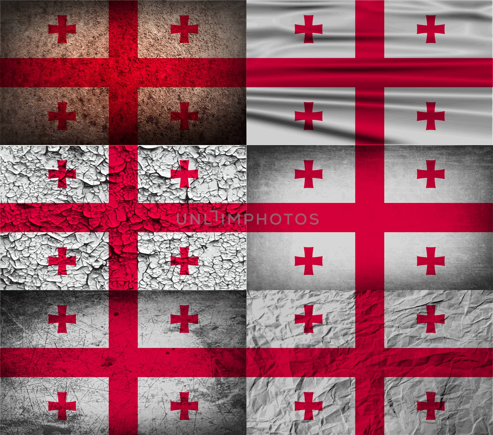 Flag of Georgia with old texture.  illustration