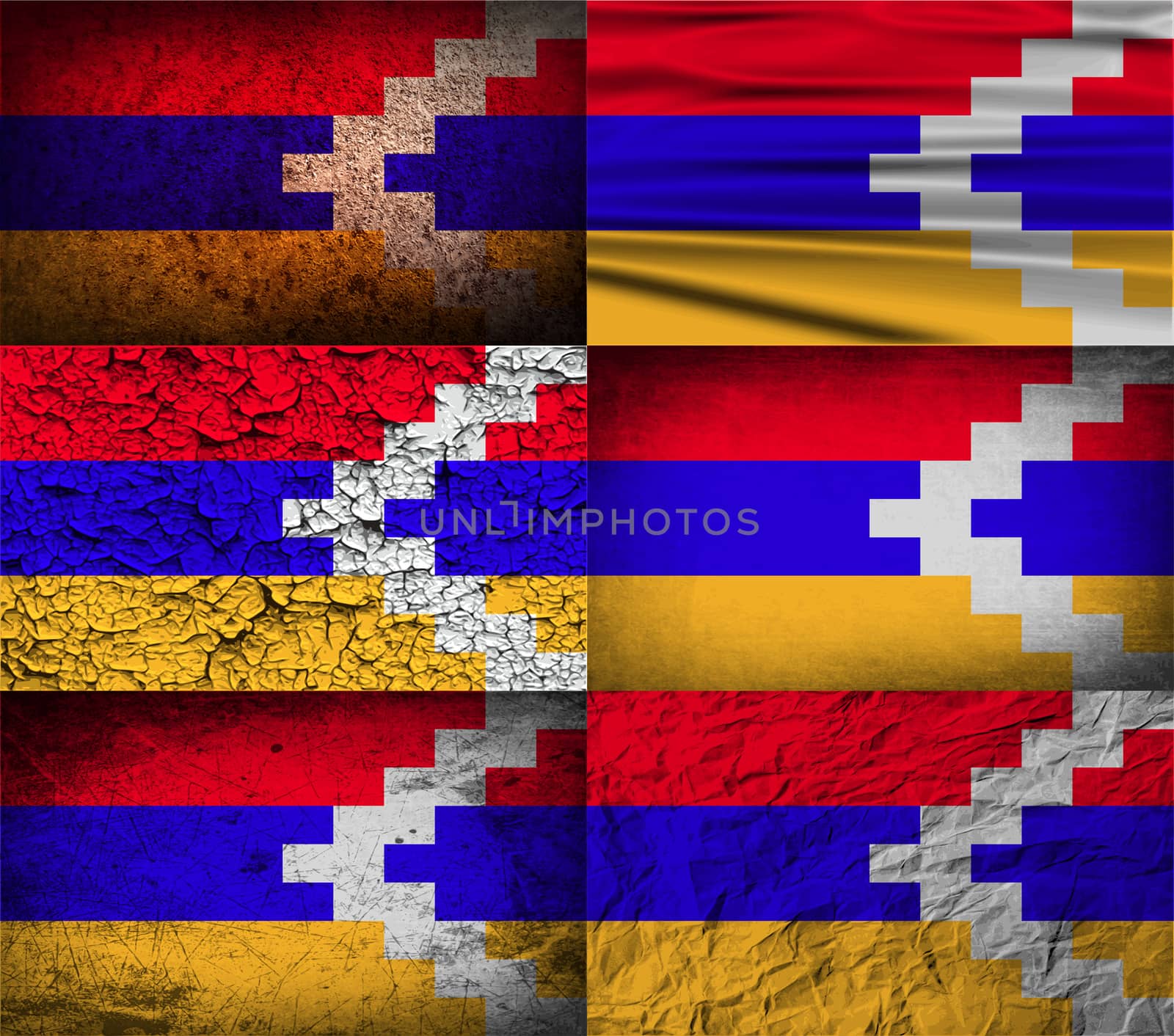 Flag of Karabakh Republic with old texture.  illustration