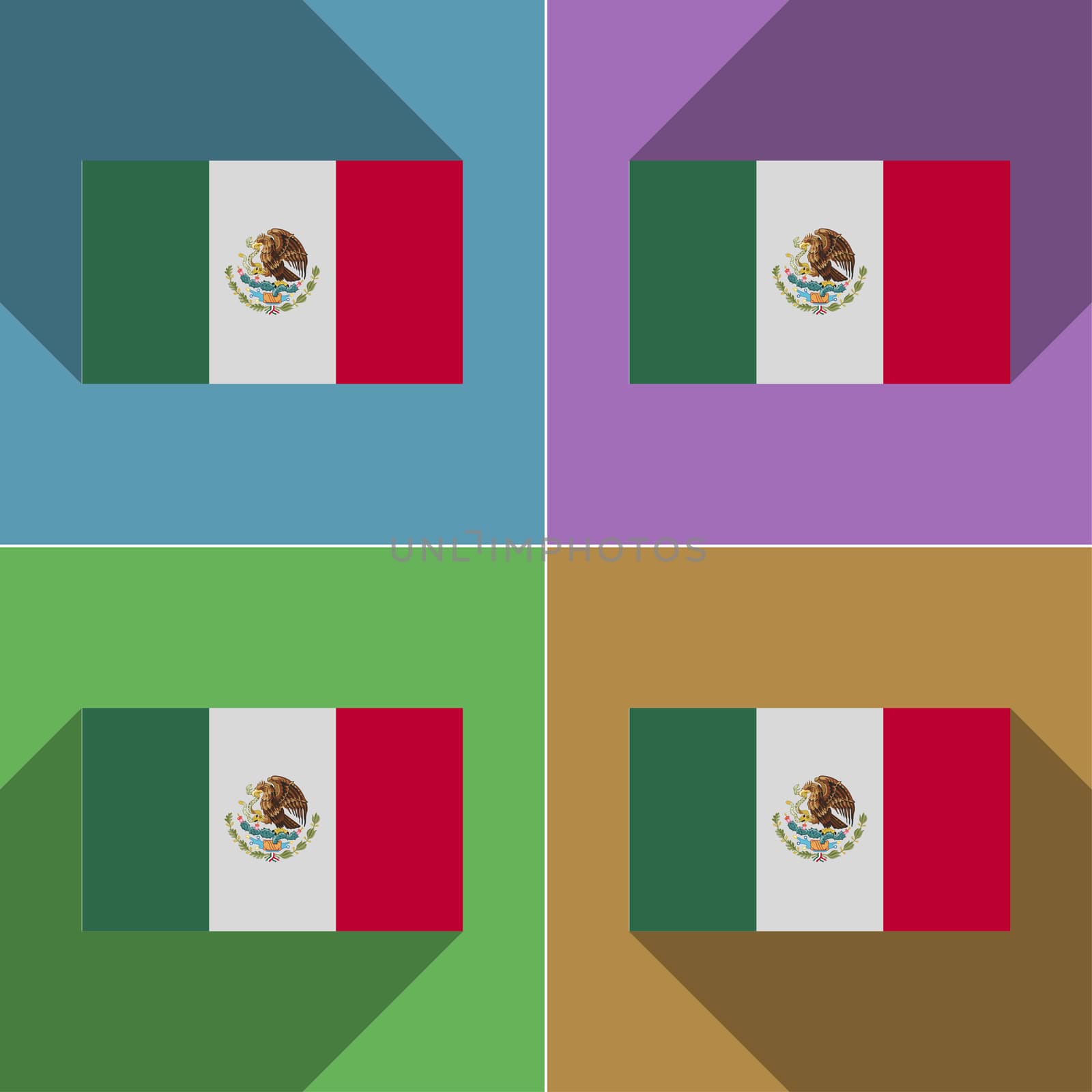 Flags Mexico. Set of colors flat design and long shadows.  by serhii_lohvyniuk