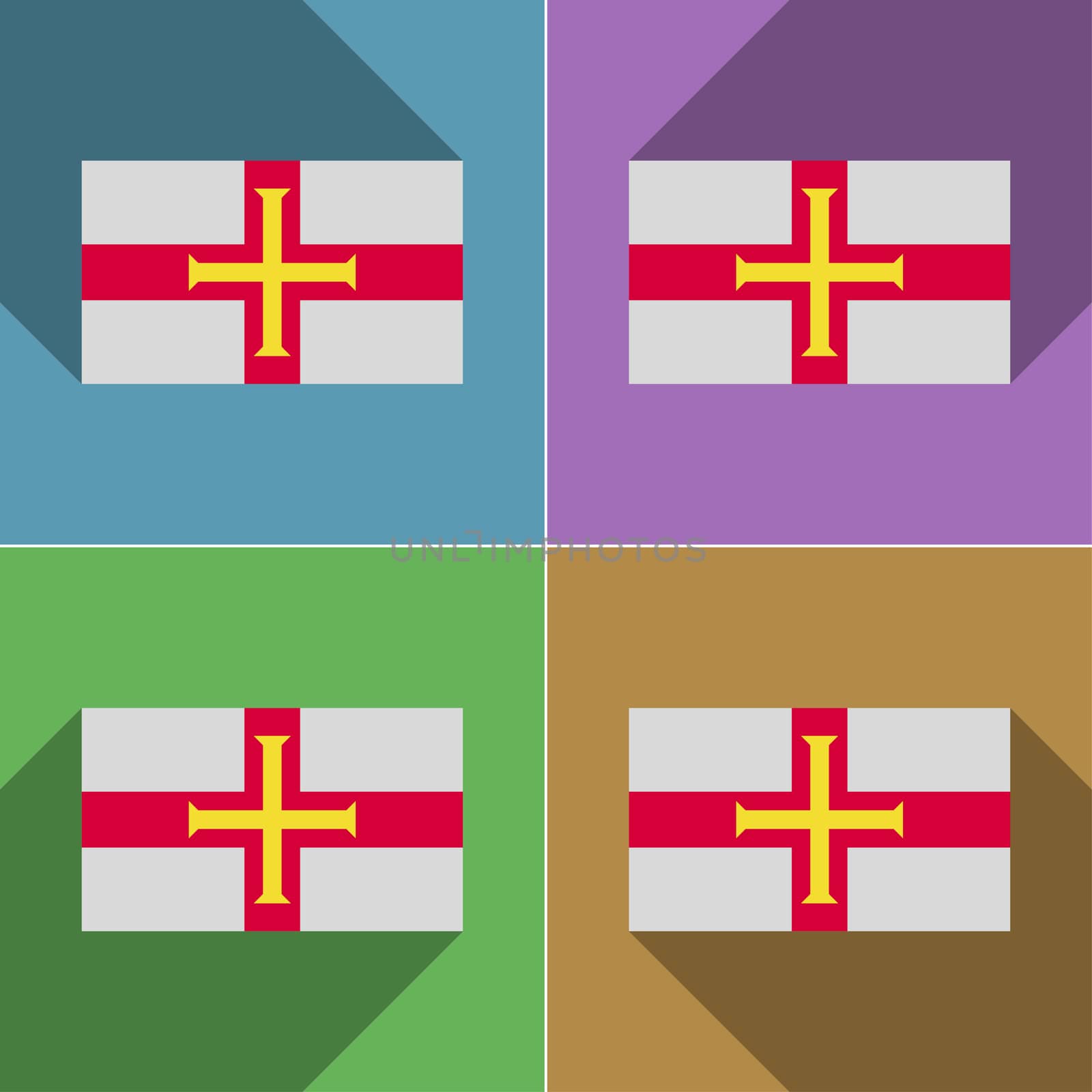 Flags Guernsey. Set of colors flat design and long shadows.  by serhii_lohvyniuk