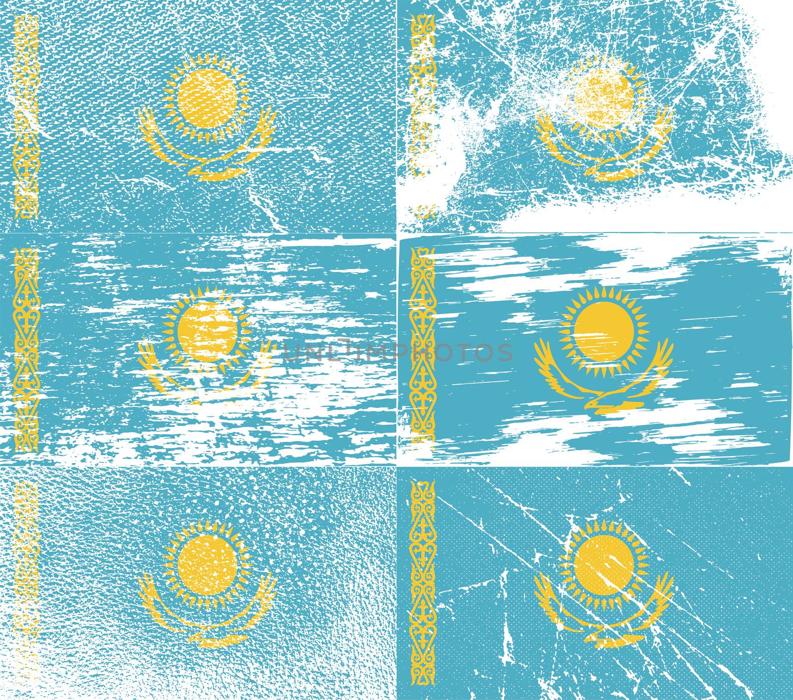 Flag of Kazakhstan with old texture.  illustration